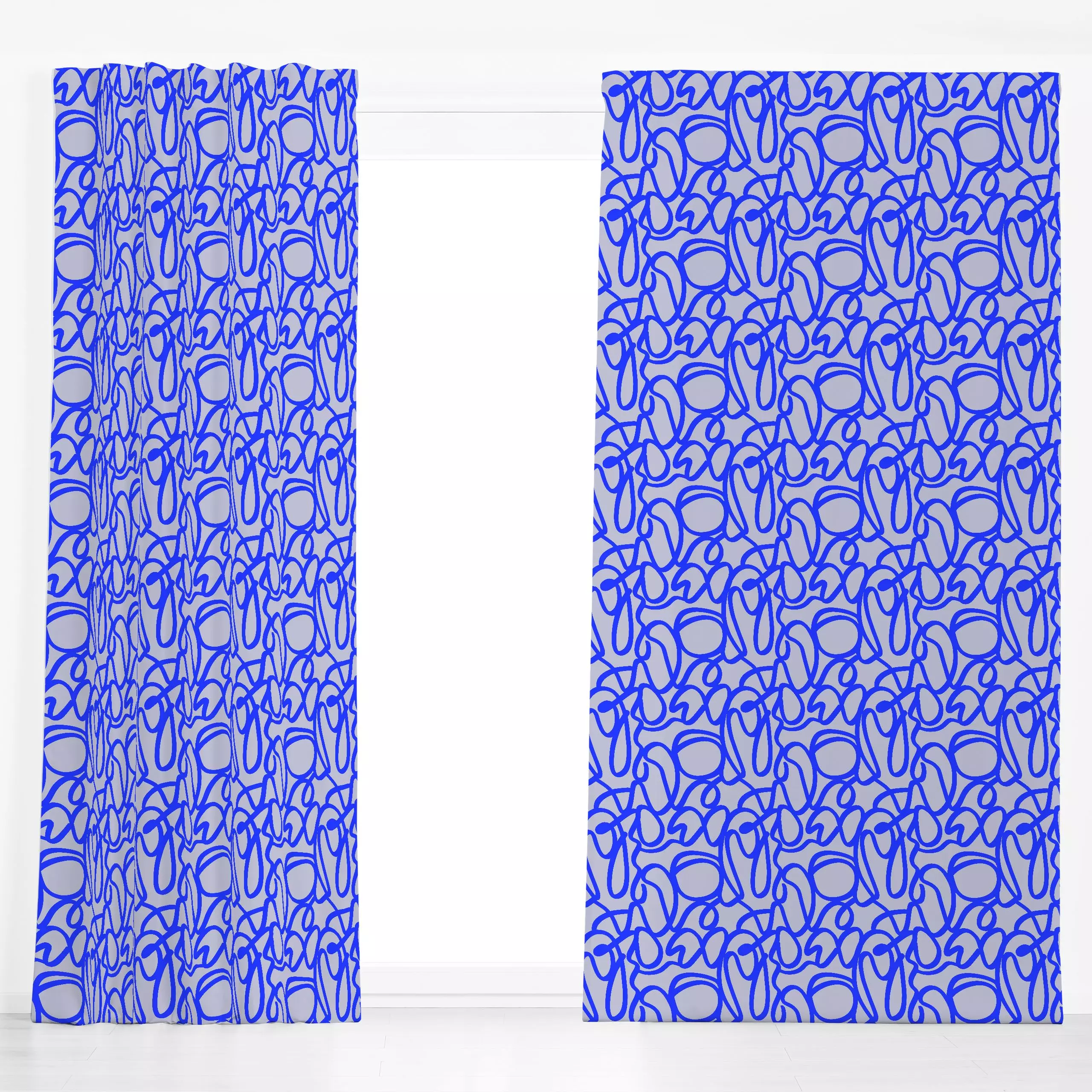 Dekovorhang Bold Shapes 1 - Symbole & Muster - von „Mareike Böhmer"; abstrakt, Blaugrau, formen, blau, bunt, Line, farbenfro...