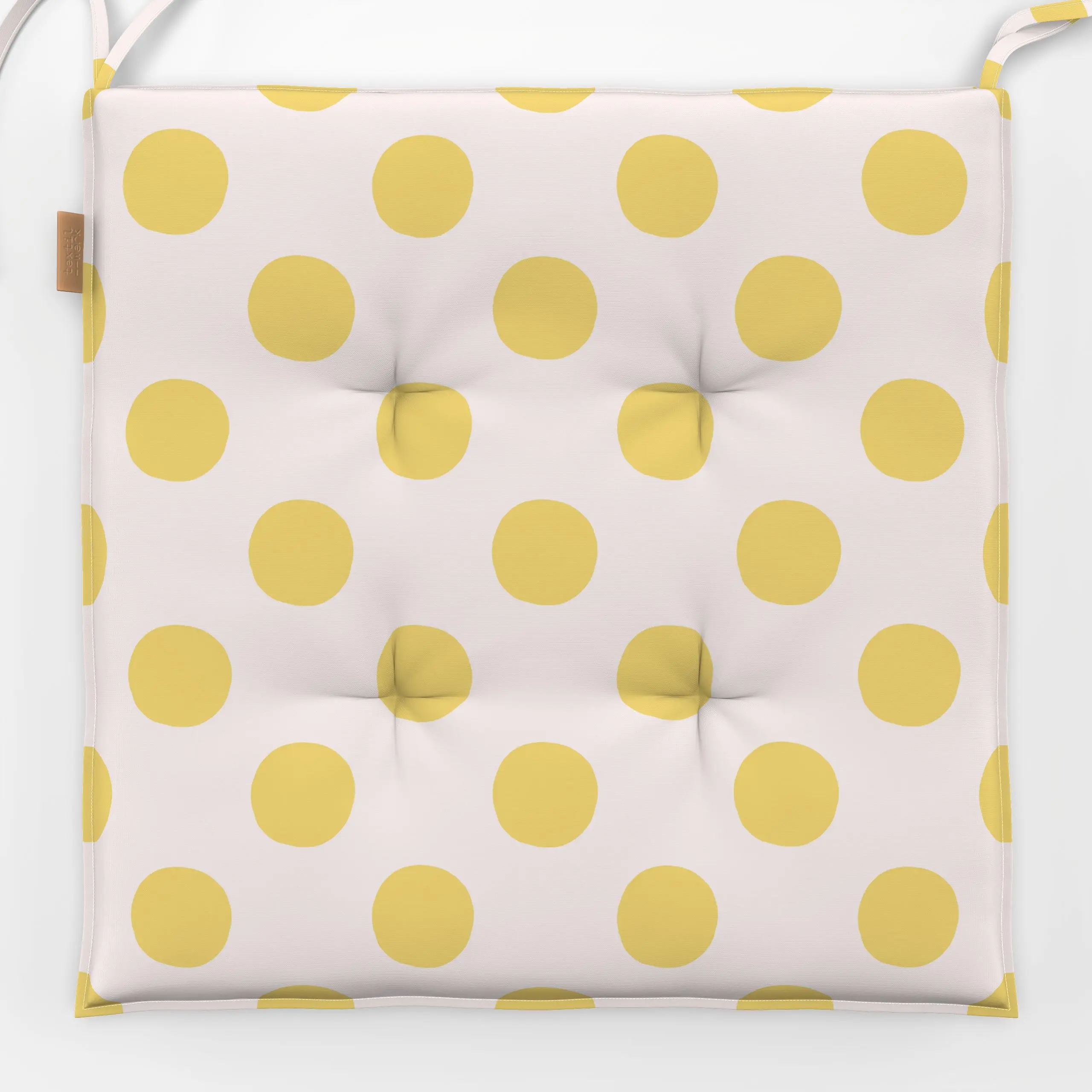 Sitzkissen Punkte Gelb & Weiß - Frühling, Symbole & Muster, Ostern - von „Maren Gross "; minimal, Punkte, Dots, gepunktet, F...