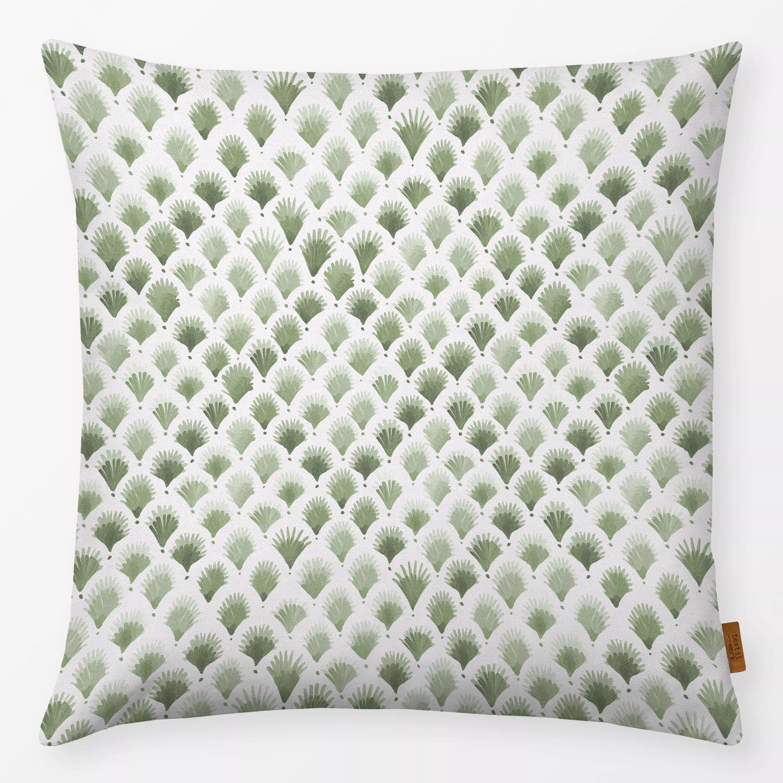 Kissen Cottage Scallop Raute Green - Symbole & Muster - von „Bloomery Decor"; palmleaves, landhaus, Raute, Farmhouse, artdec...