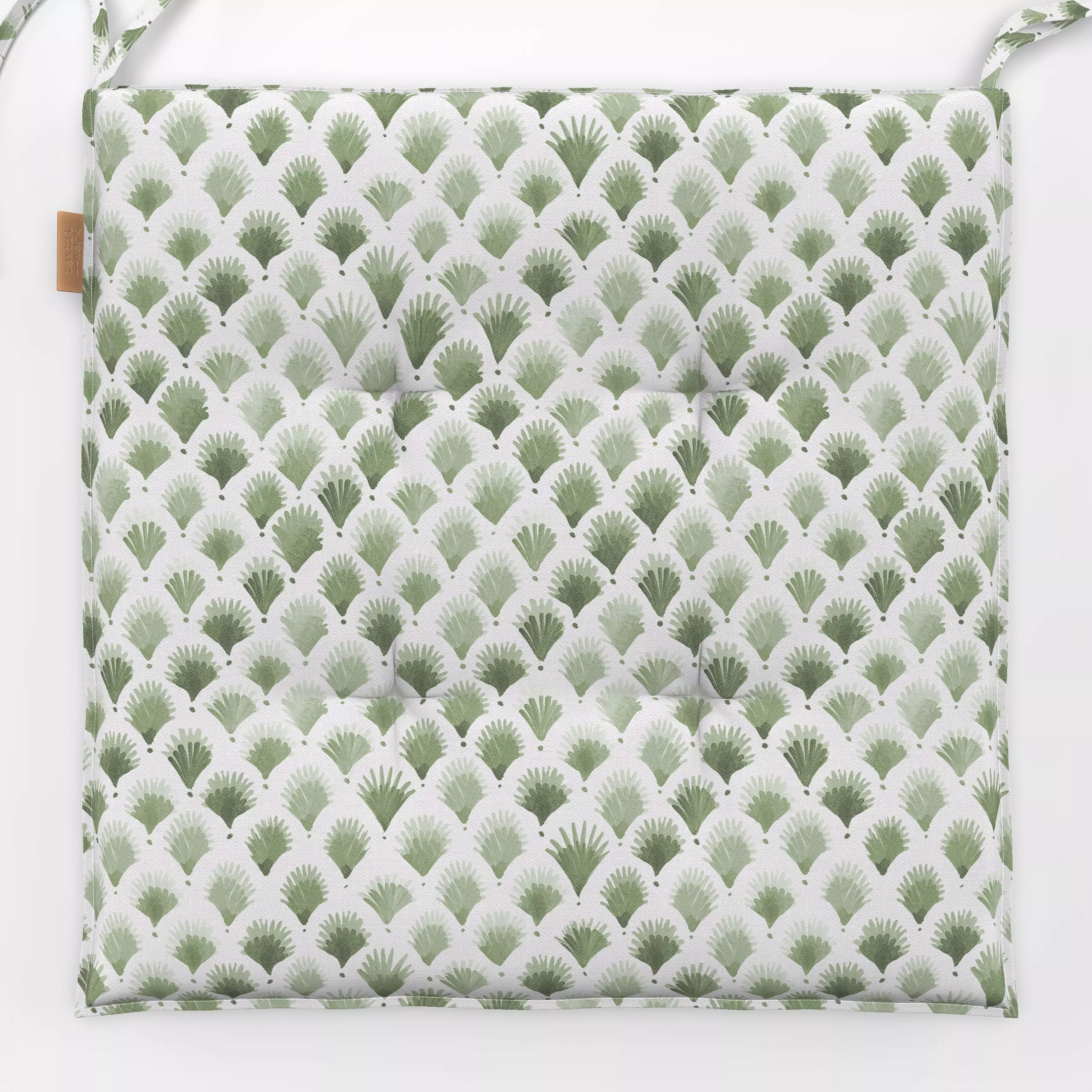 Sitzkissen Cottage Scallop Raute Green - Symbole & Muster - von „Bloomery Decor"; palmleaves, landhaus, Raute, Farmhouse, ar...