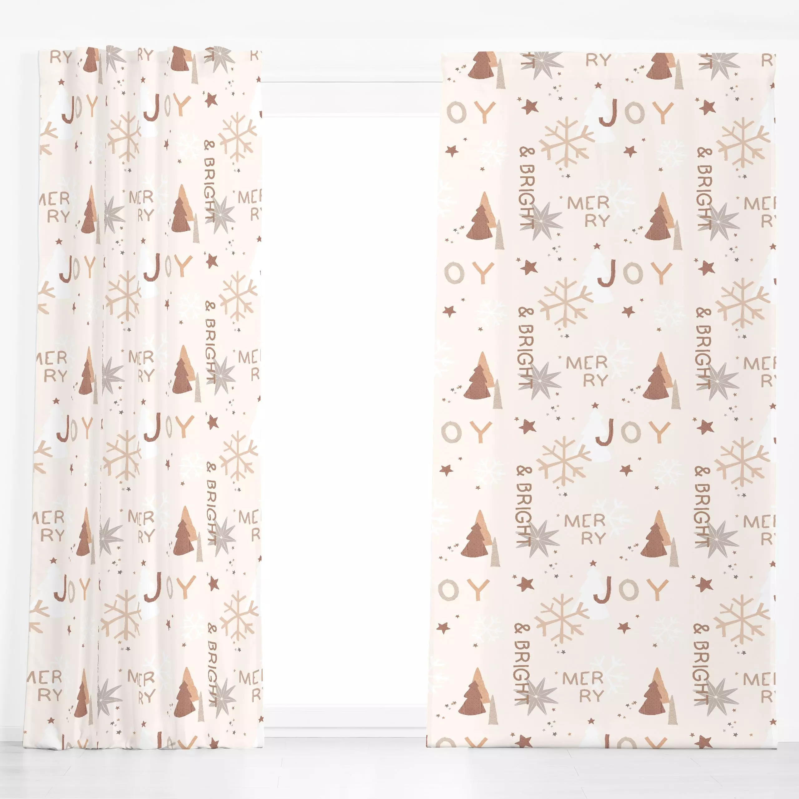 Dekovorhang Allover Papercut - Weihnachten, Winter - von „Kruth Design"; skandinavisch, Schneeflocken, Weihnachtsbaum, Weihn...