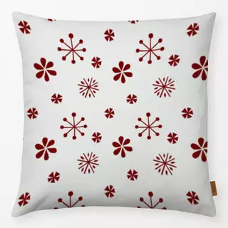 Kissen Schneeflocken und Blüten Rot