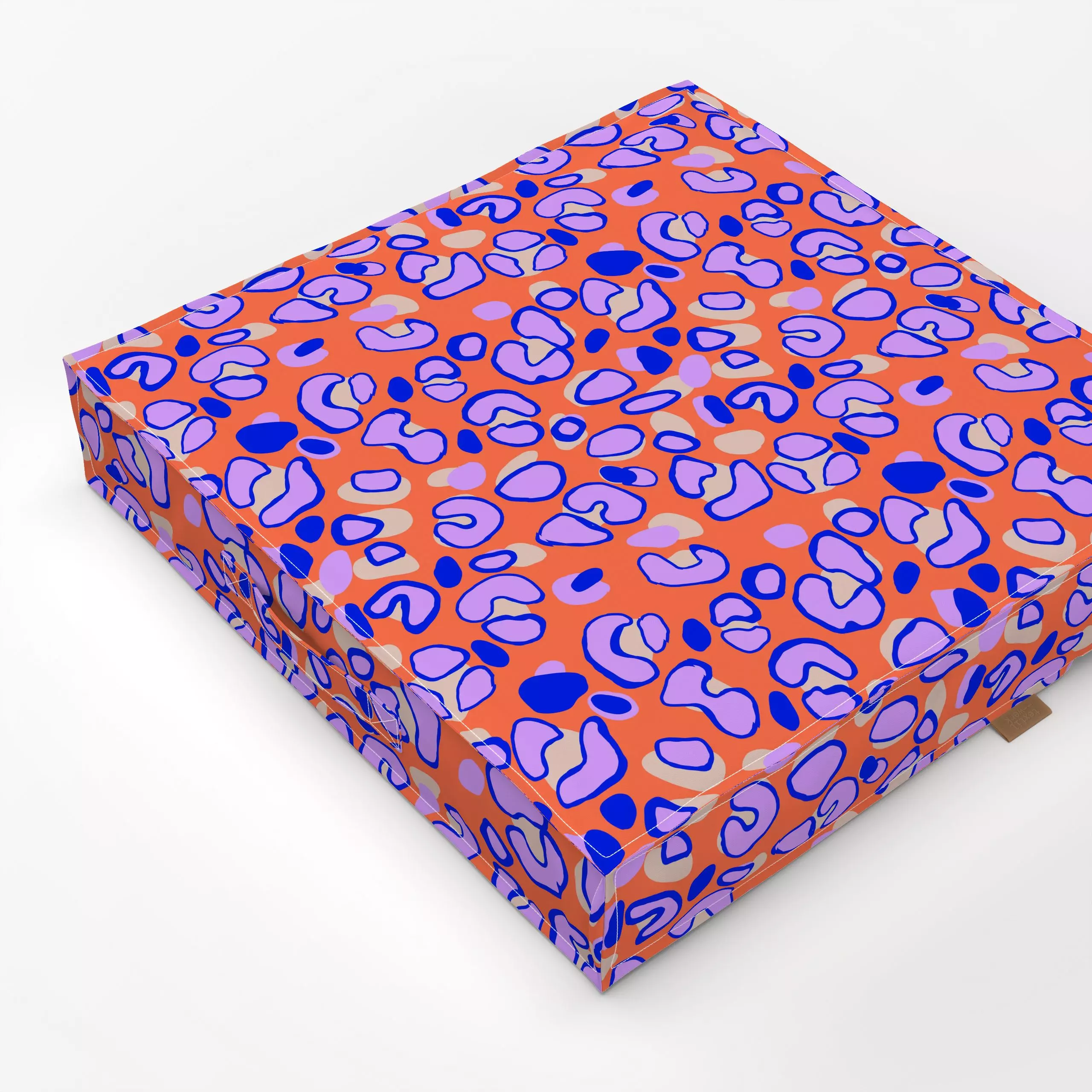 Bodenkissen Leo orange blau - Symbole & Muster - von „Resi Colter x Ursula Tücks"; Muster, Kissen, modern, Leo, stoff, trend...