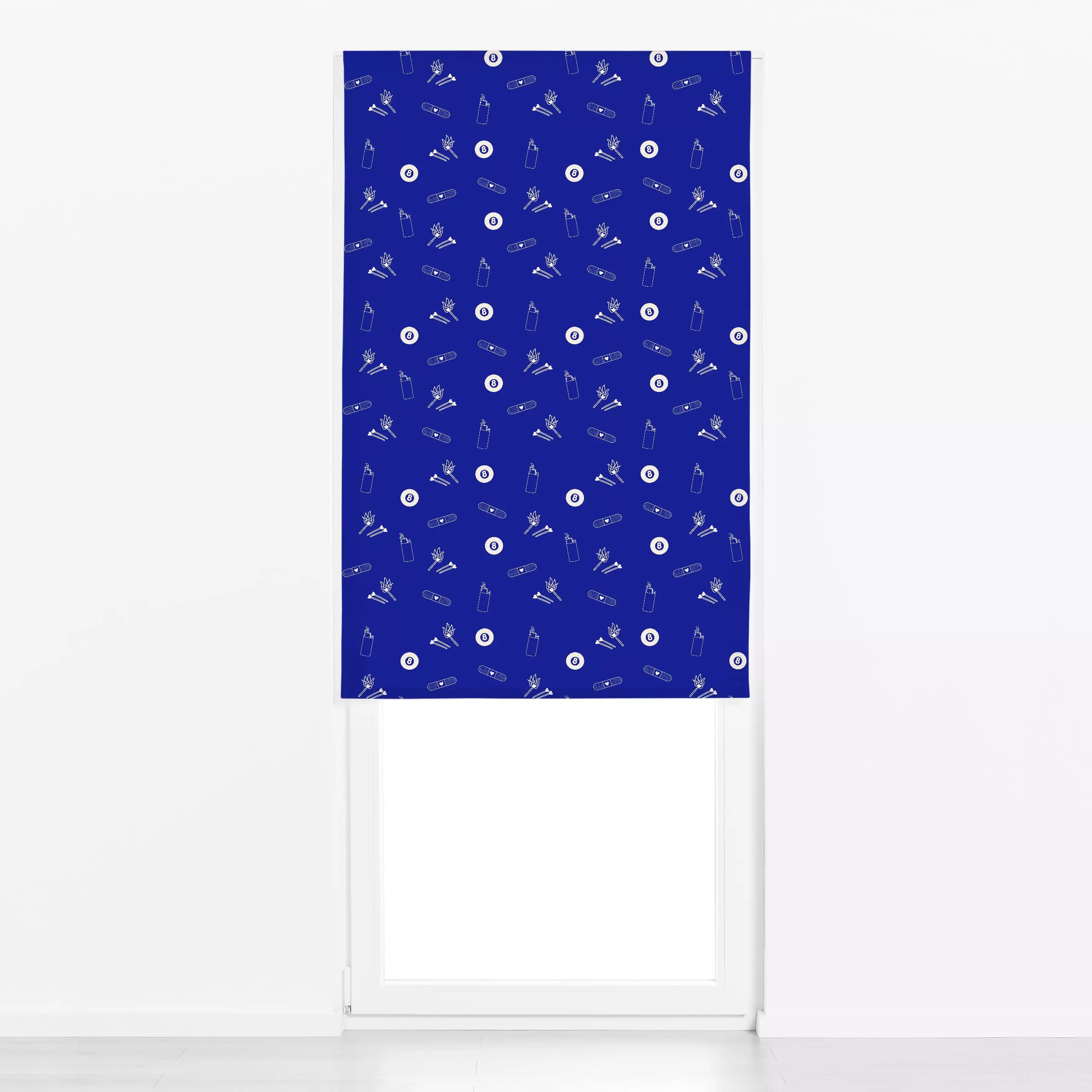 Raffrollo Vibe Muster Blau - Liebe, Romantik & Pride - von „textilwerk"; Illustration, trend, geschenkidee, minimalistisch, ...