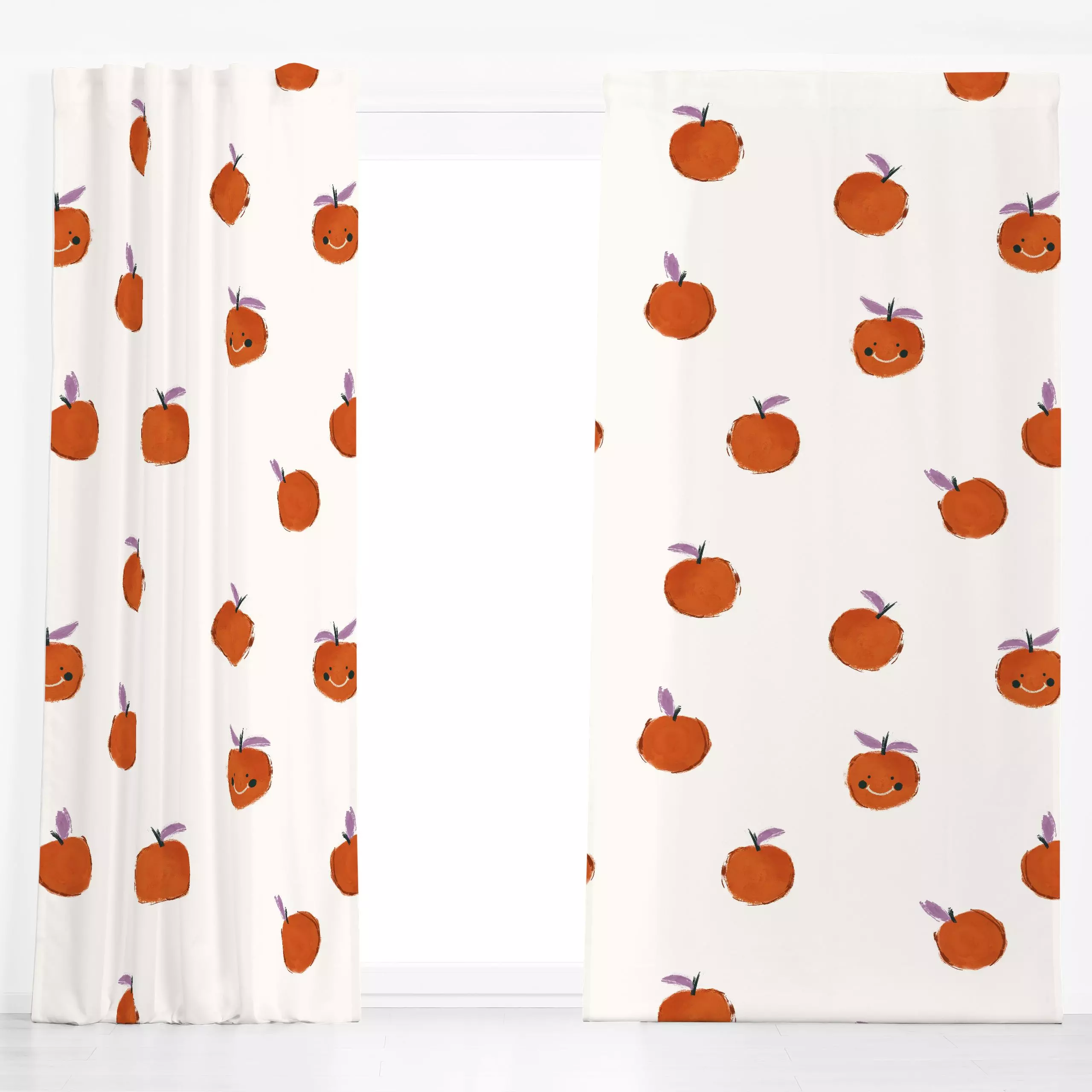 Dekovorhang Cute Oranges Allover - Kinderzimmer & Motive für Kinder - von „moDeern Design Studio"; Obst, Kinder, Früchte, ni...