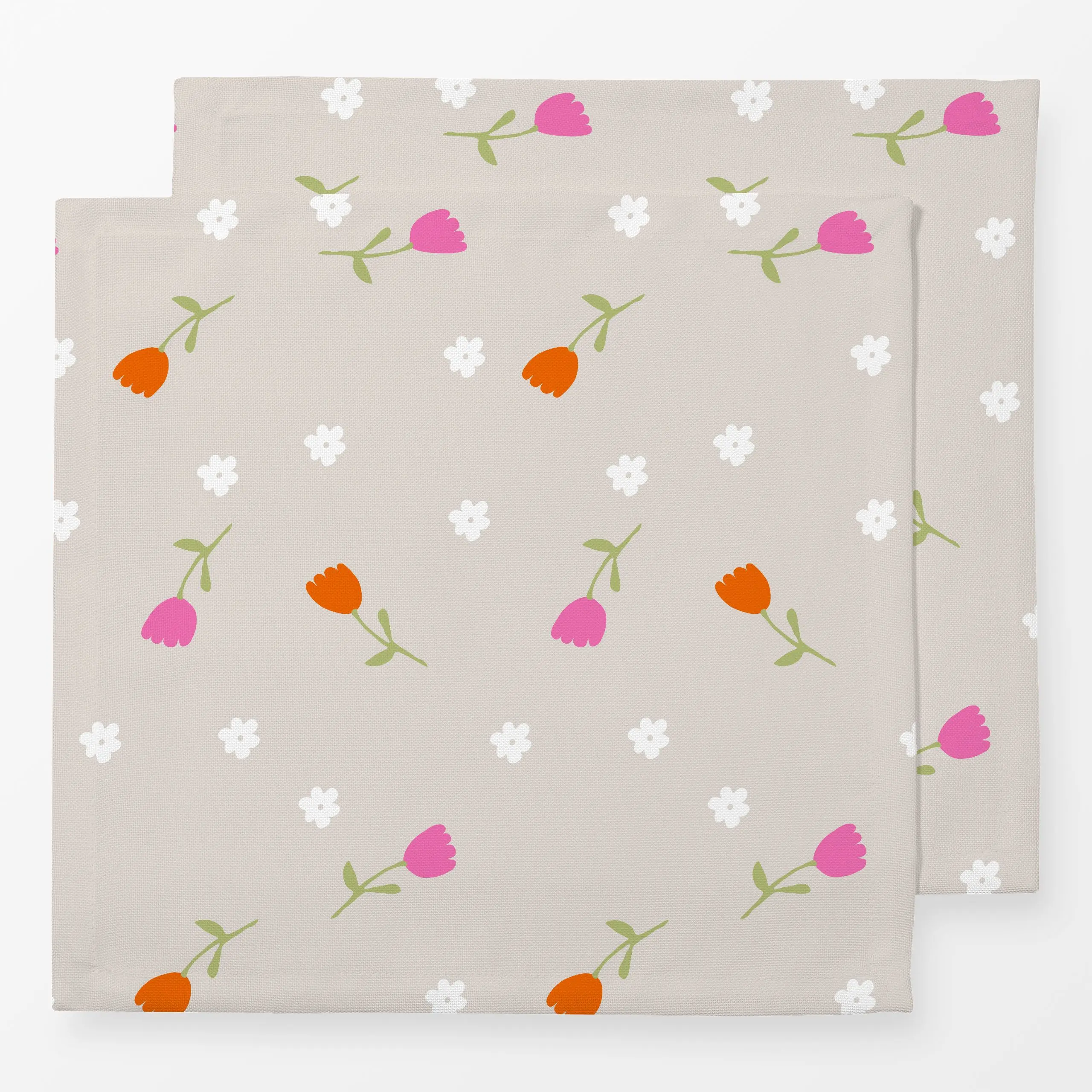 Servietten Tulpenwiese Auf Beige - Blumen & Florales, Frühling, Ostern - von „Alisa Knöß"; Gartendeko, Osterdekoration, oste...