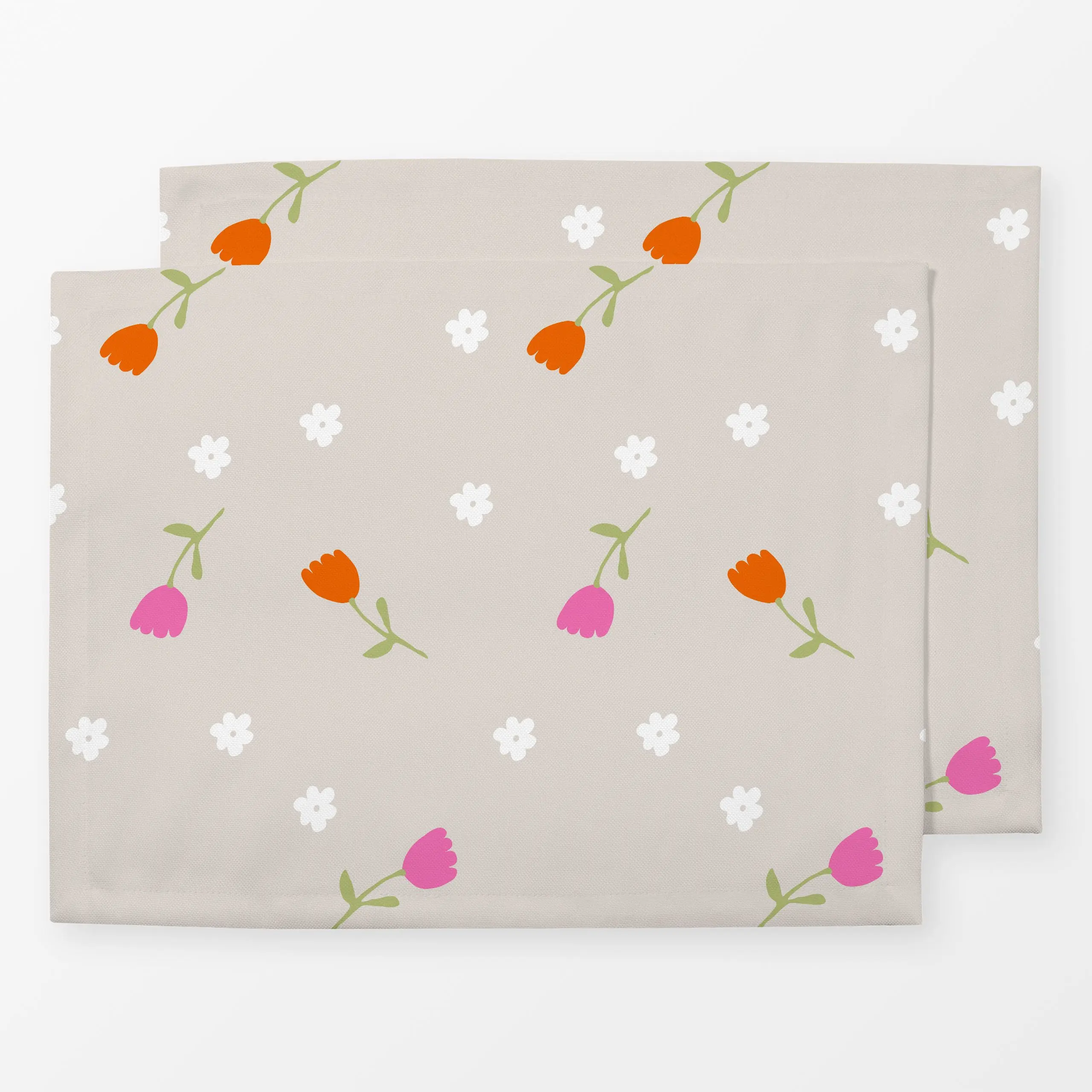 Tischset Tulpenwiese Auf Beige - Blumen & Florales, Frühling, Ostern - von „Alisa Knöß"; Gartendeko, Osterdekoration, ostert...