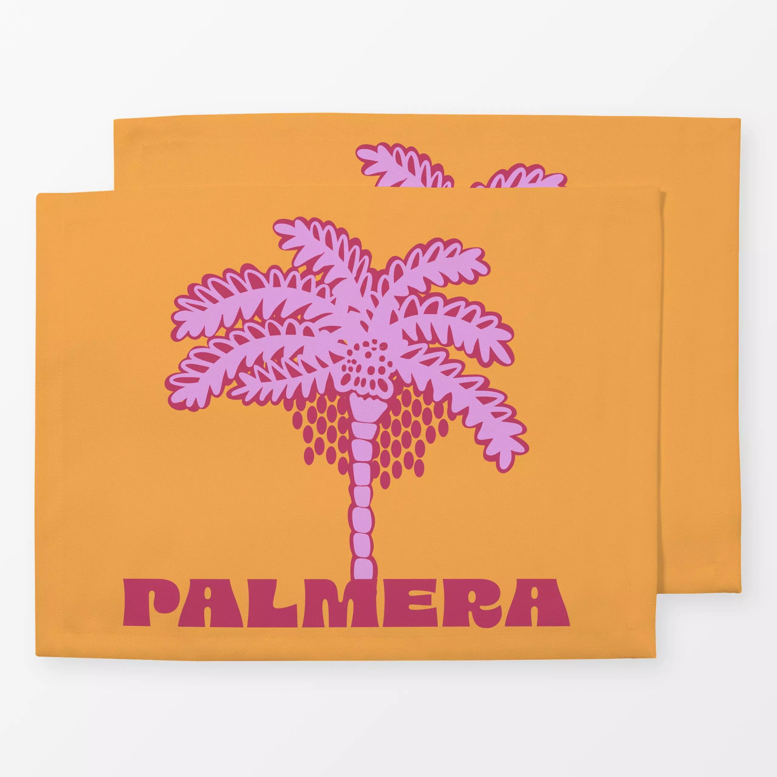 Tischset palmera orange - Sommer, Sprüche & Schriftzüge, Pflanzen & Botanik - von „Patries Elisabeth"; Strand, Sommer, pink,...