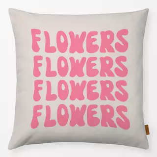 Kissen Flowers Pink auf Beige