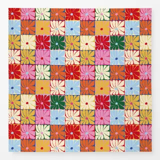 Tischdecke Retro Blumen Quilt