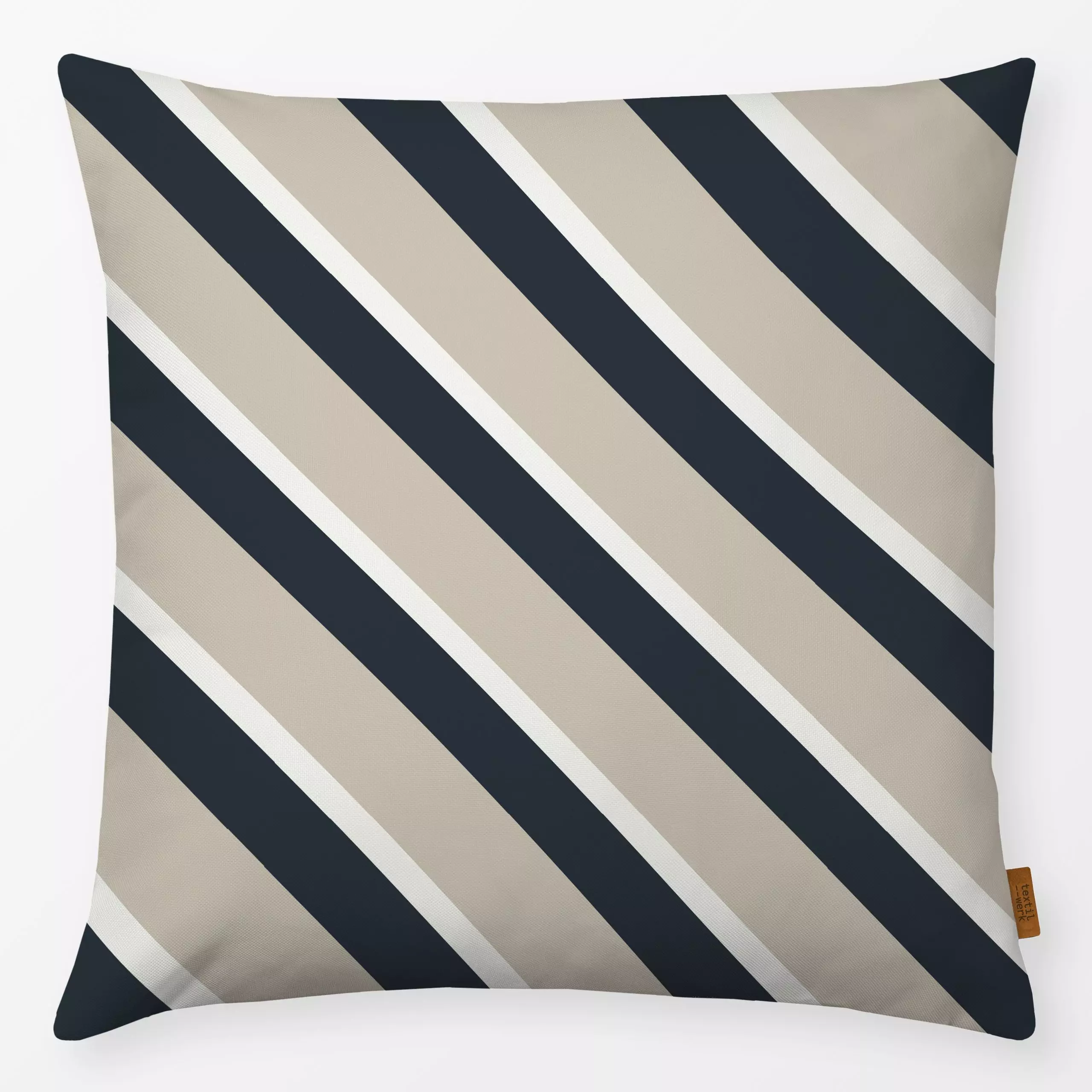 Kissen Diagonale Duo Streifen beige - Symbole & Muster - von „Katrin Graff“; Streifen, anthrazit, Weihnachten, Weihnachtsdek...