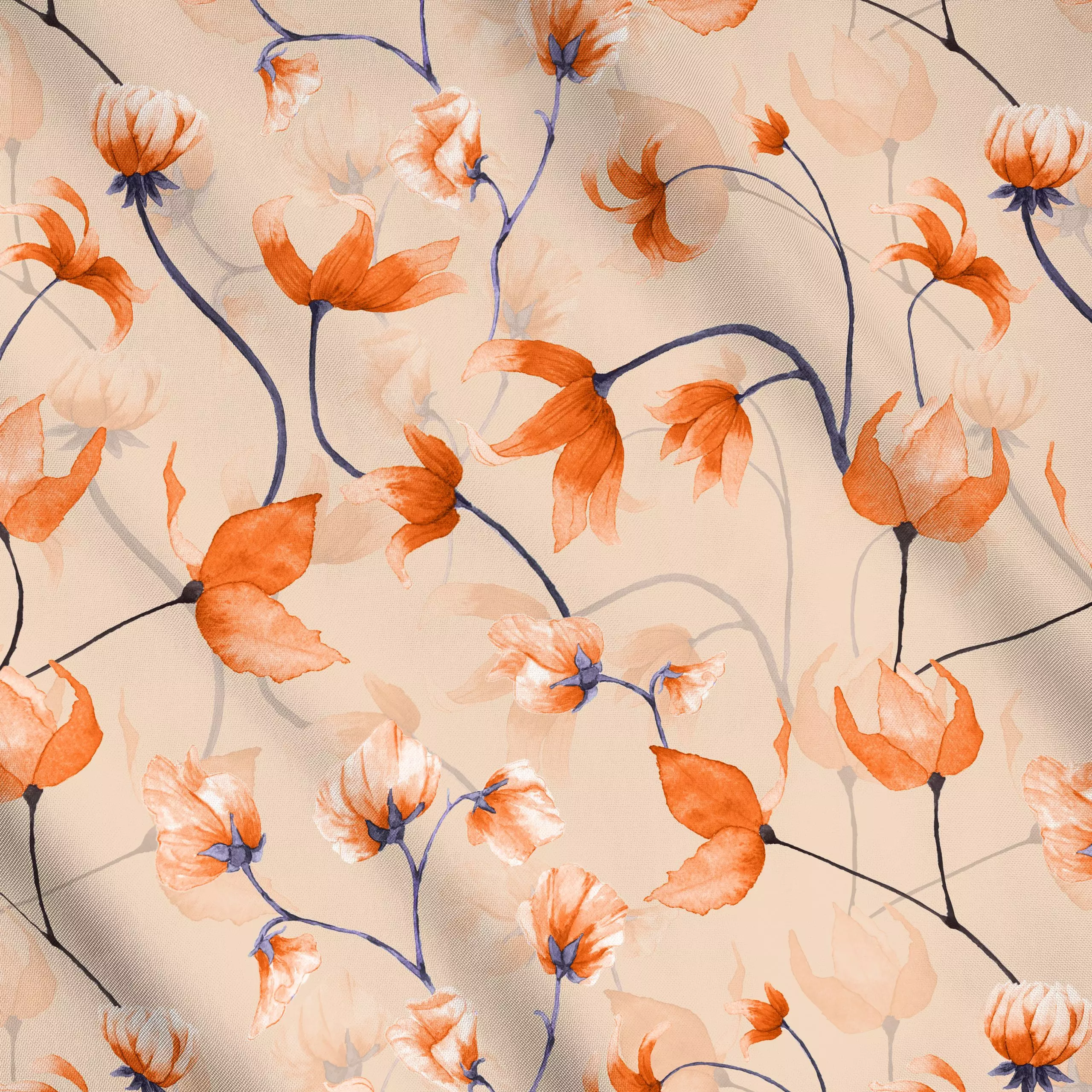 Meterware Orange Frühlingsblüten, Blumen, Frühling, von Uta Naumann