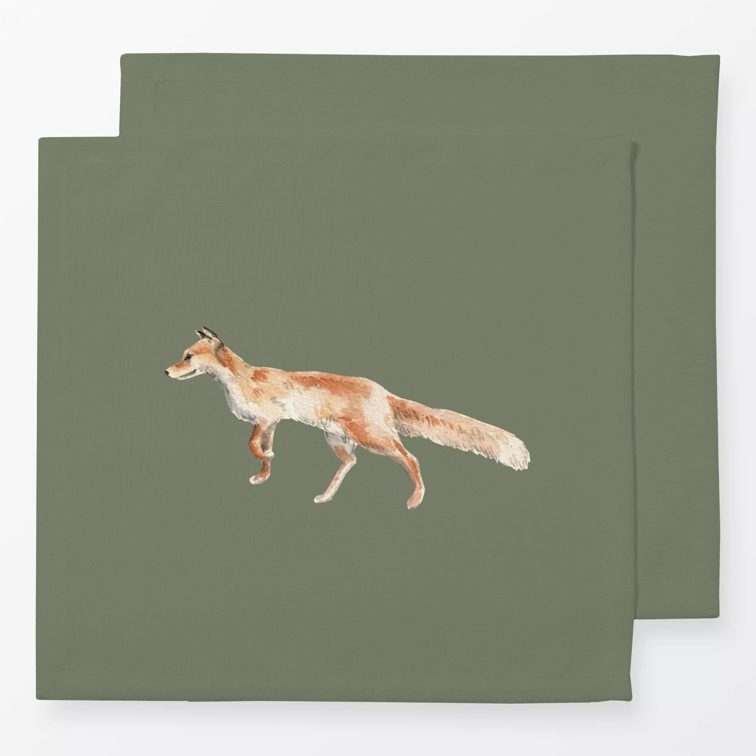 Servietten Fuchs oilgreen - Herbst, Natur & Landschaft, Tiere - von „Katrin Graff"; Wald, Fuchs, Wildtiere, Herbst, Waldtier...