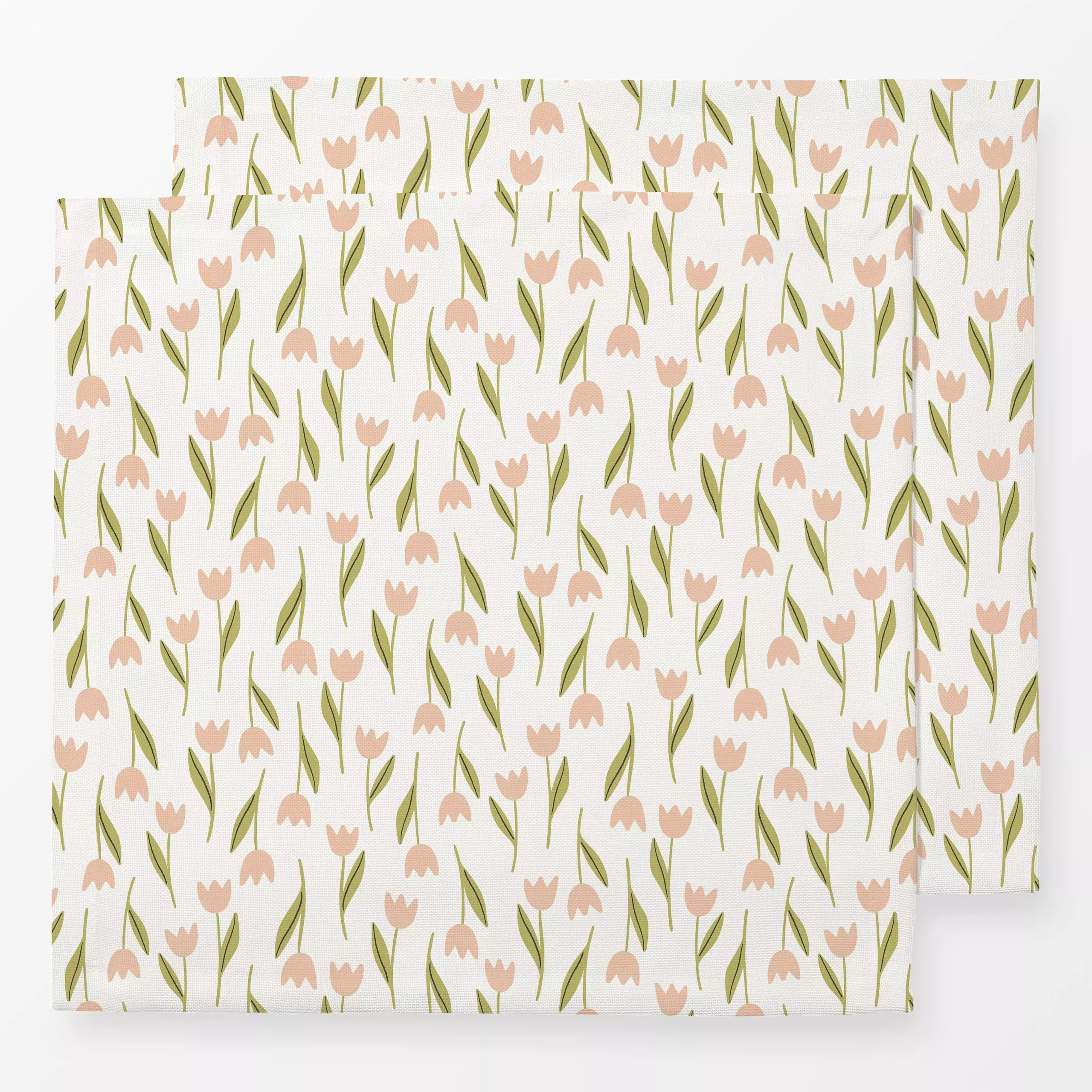 Servietten Tulips rose green - Blumen & Florales - von „Kathrin Woo"; Kissen, Tulpen, verspielt, Blumenmuster, spring, tulip...