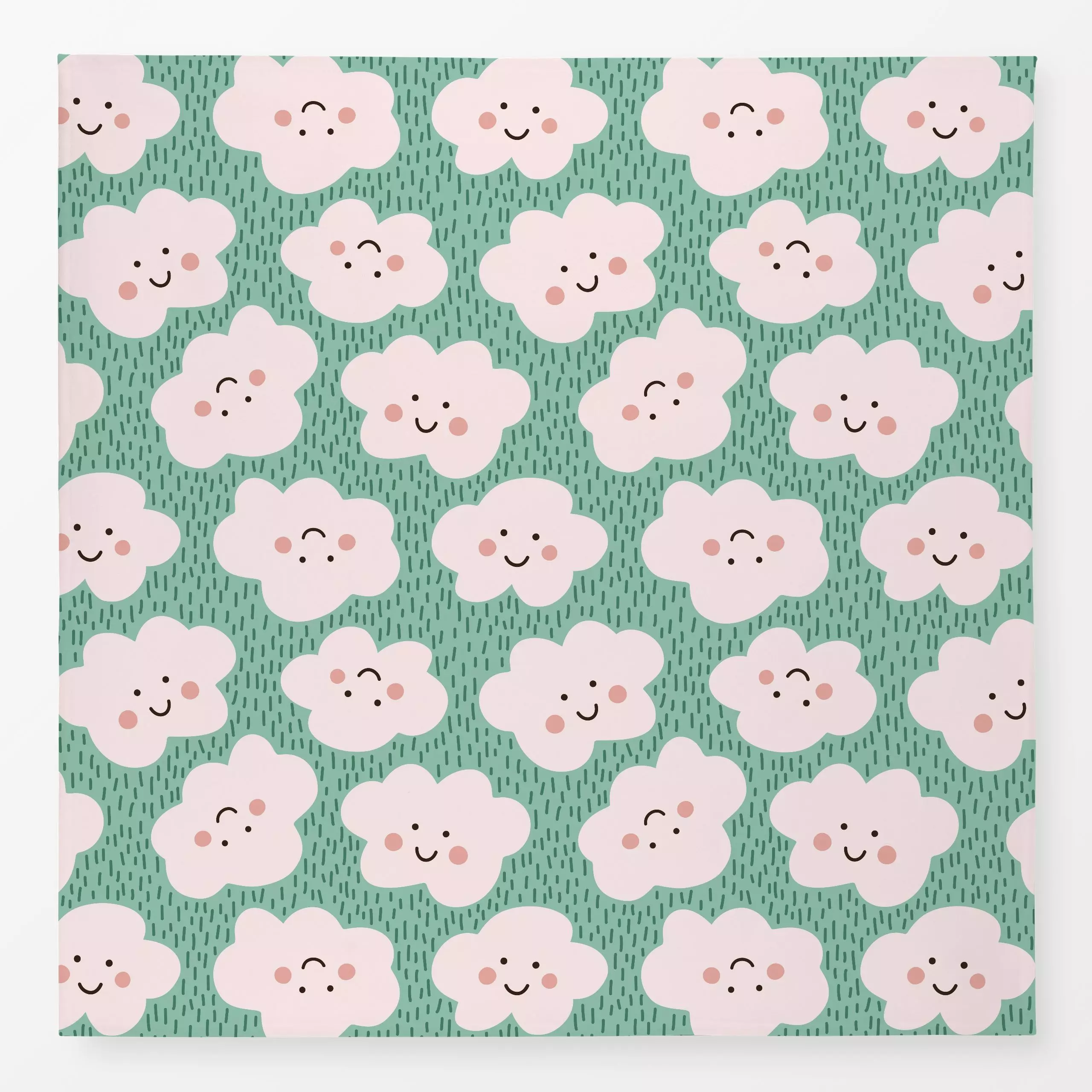 Tischdecke Happy Clouds grün - Kinderzimmer & Motive für Kinder, Symbole & Muster - von „Kathrin Woo"; Muster, Kinder, niedl...