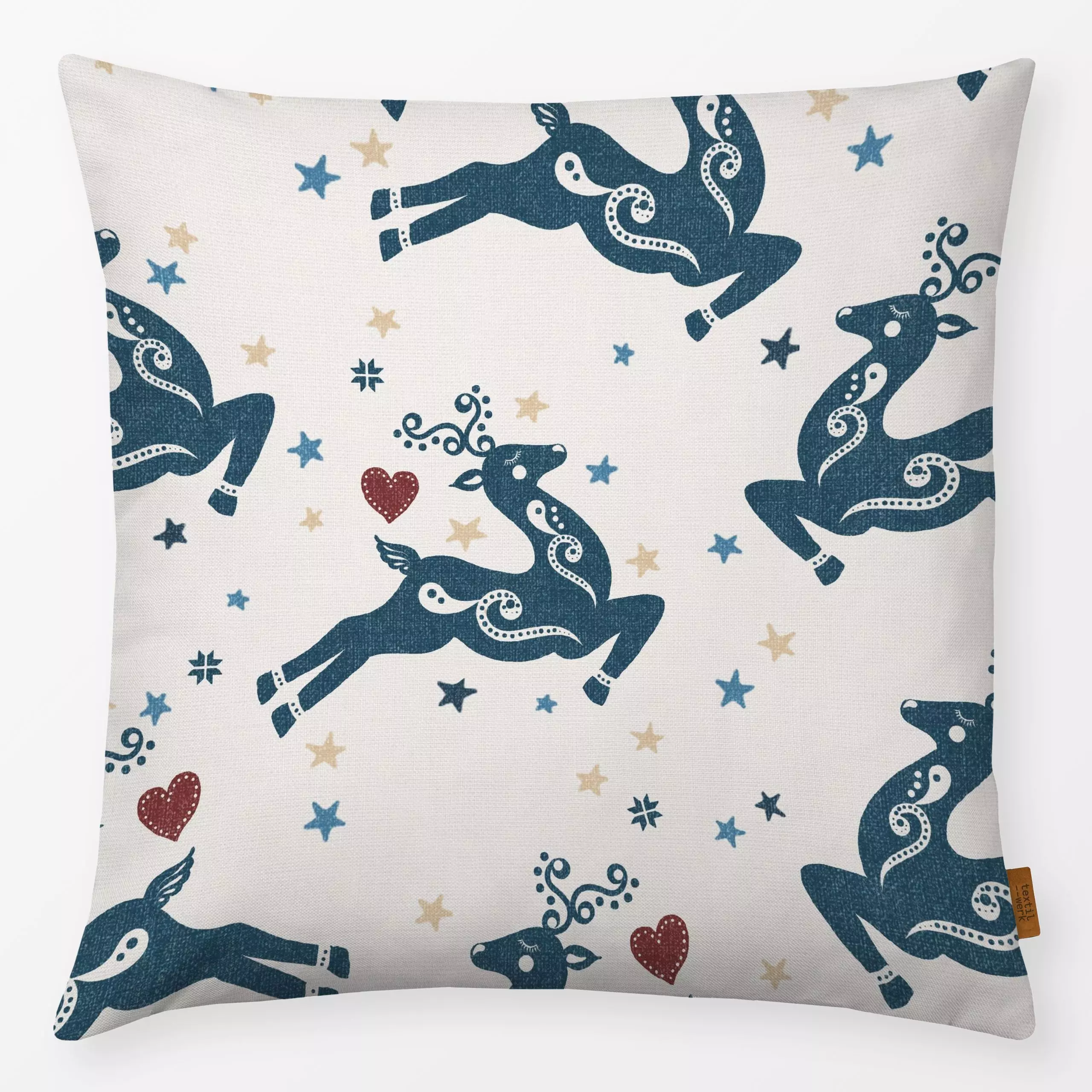 Kissen Scandi Folk Rentieren I - Tiere, Weihnachten, Symbole & Muster - von „Bloomery Decor"; Merry Christmas, Rentier, Scan...