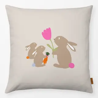 Kissen Hasenfamilie Auf Beige