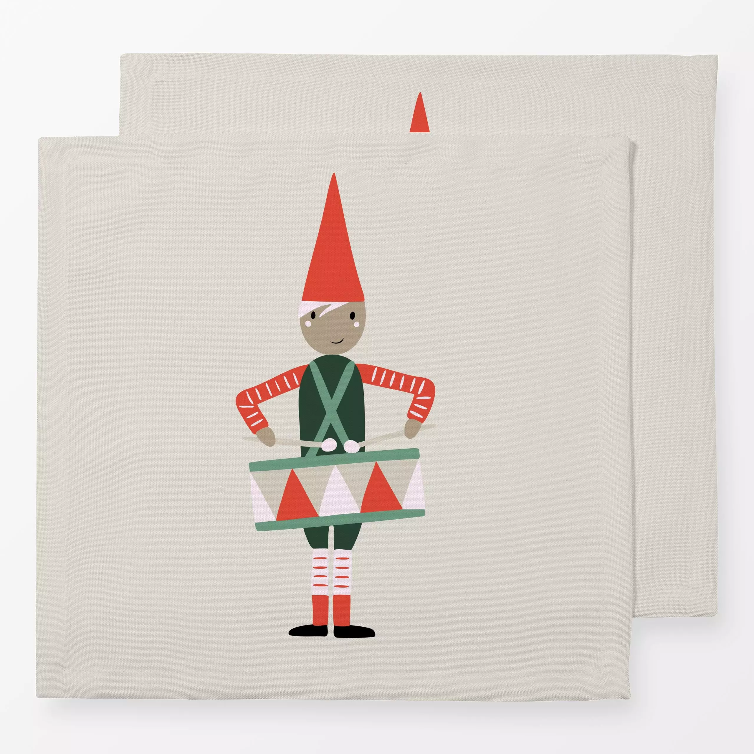 Servietten Weihnachtswichtel Trommler - Weihnachten, Winter - von „Carolin Vonhoff"; beige, advent, festlich, Musik, Wichtel...