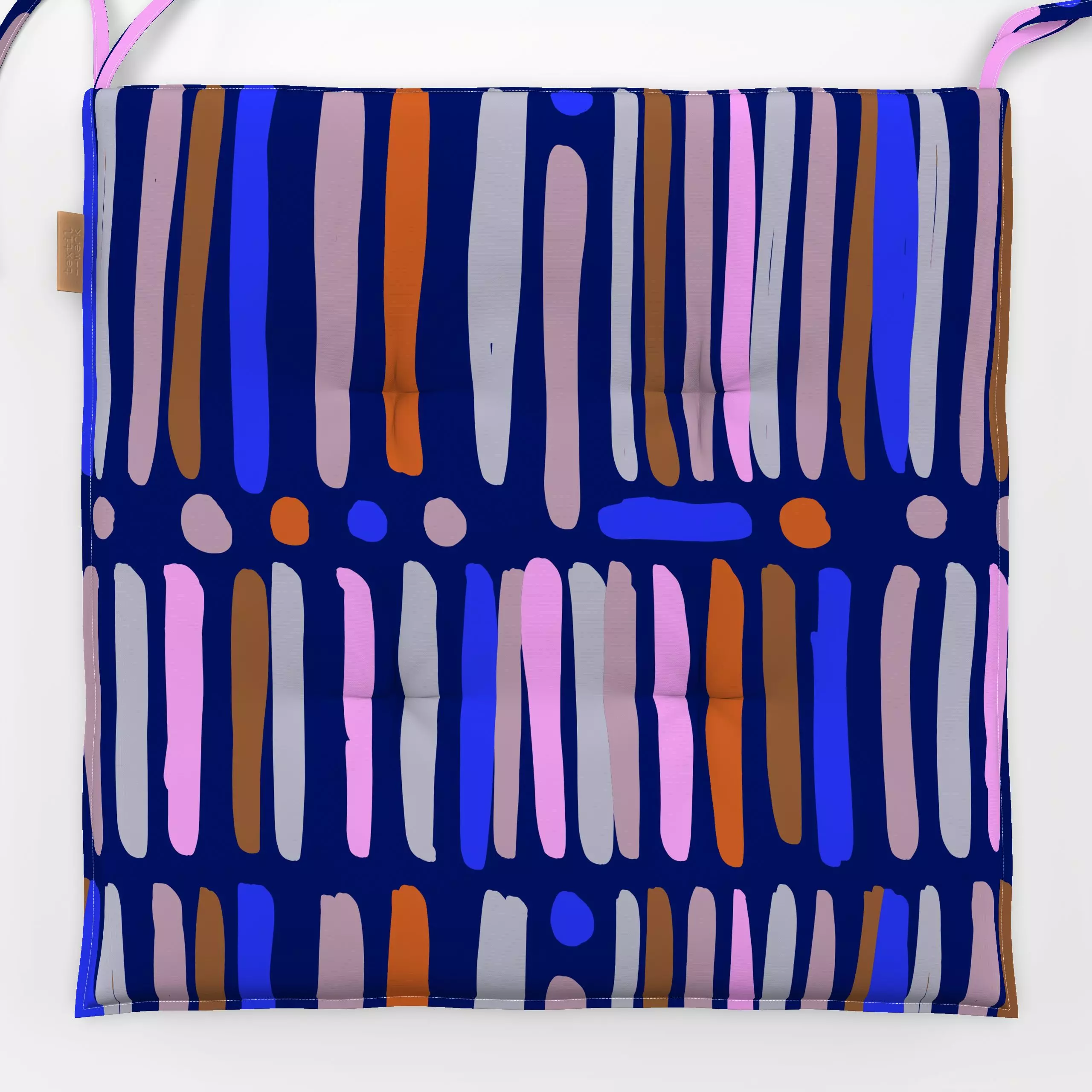 Sitzkissen Bold Shapes 8X - Symbole & Muster - von „Mareike Böhmer"; Muster, Linien, abstrakt, Blaugrau, Streifen, pink, bun...