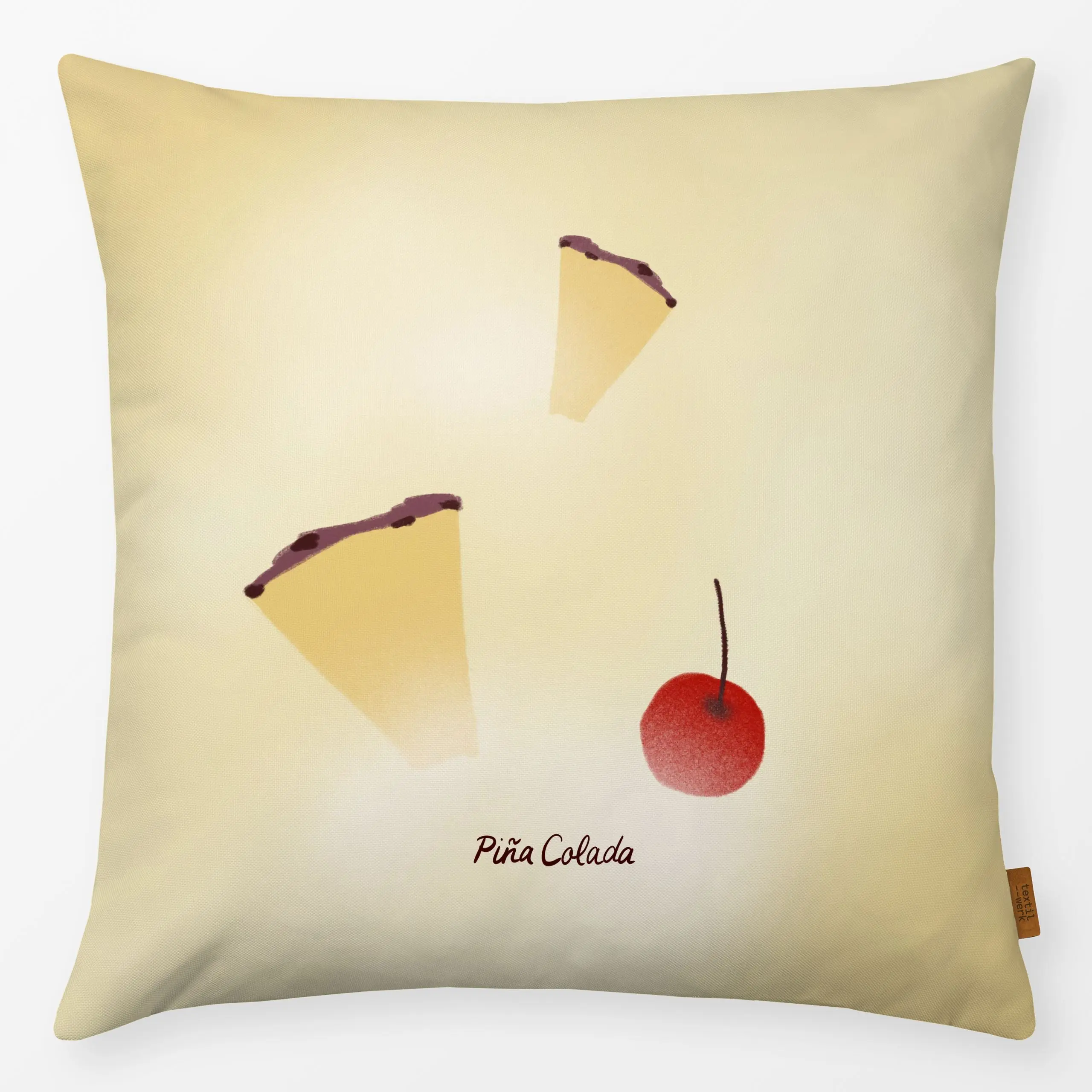 Kissen Piña Colada Close Up - Küche, Essen & Trinken - von „Sophie Augustin Illustration"; Ananas, Kirsche, Cocktail, Drinks