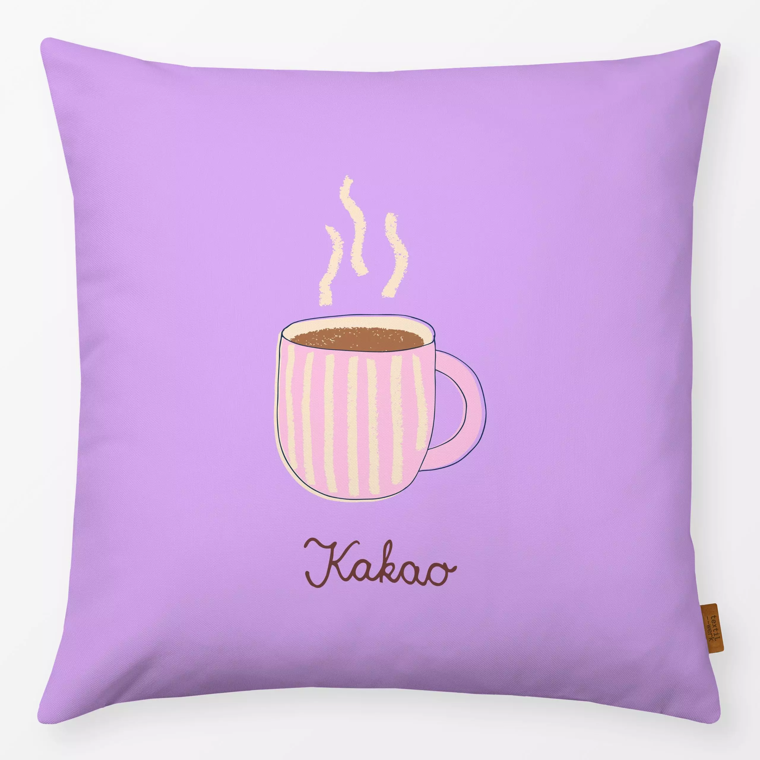 Kissen Kakao lila - Küche, Essen & Trinken - von „Julia Schumacher"; Streifen, Tasse, Weihnachtsbaeckerei, schokolade, julia...