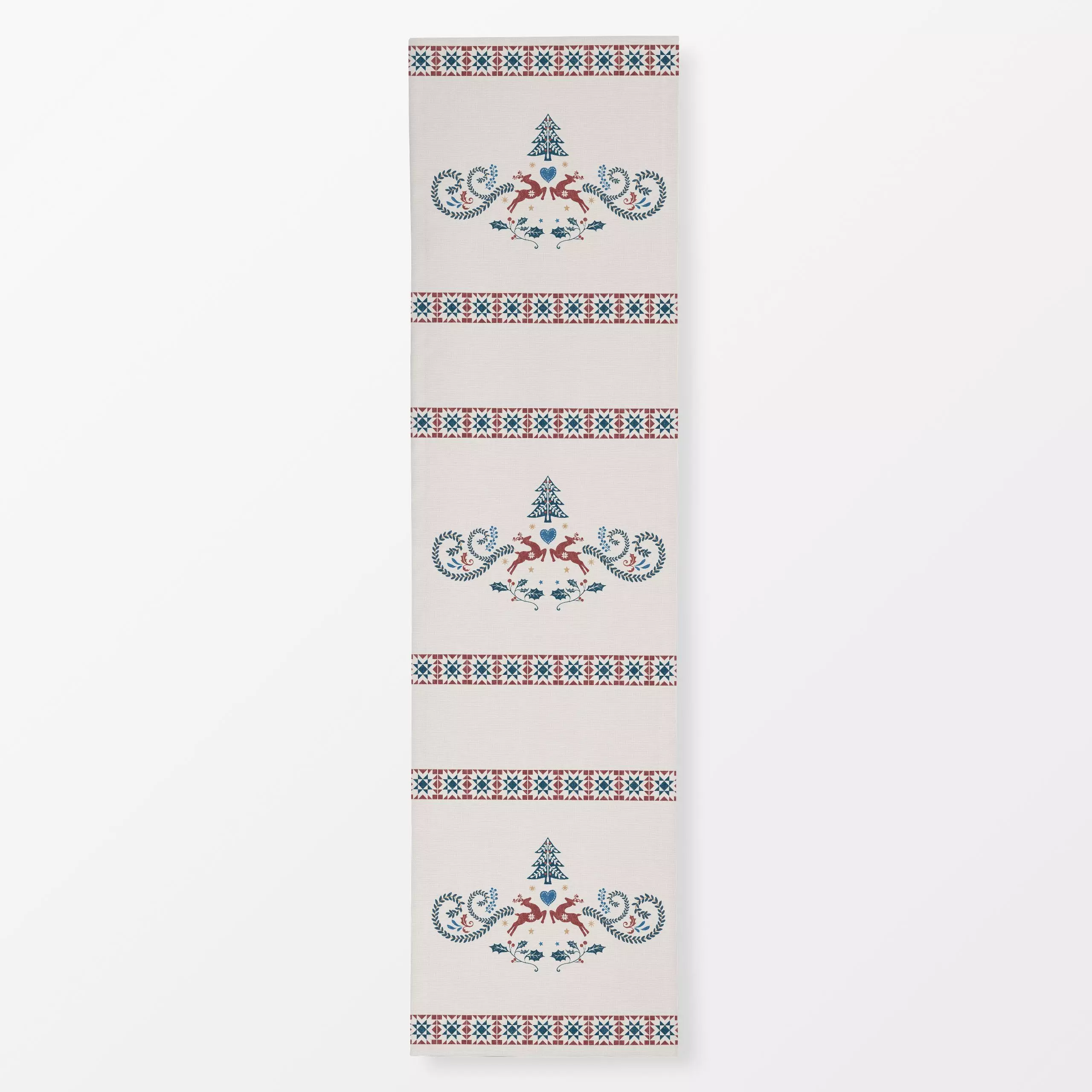 Tischläufer Scandi Folk Rentieren I - Tiere, Weihnachten, Winter - von „Bloomery Decor"; Rentier, Hirsch, Nordic, Weihnachts...