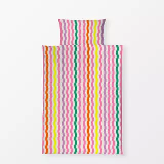 Bettwäsche Wellen Streifen Pink Beige