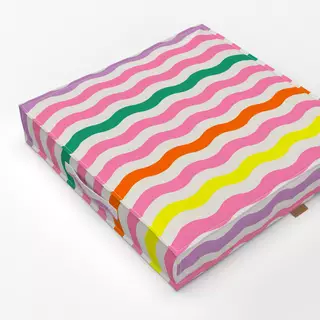 Bodenkissen Wellen Streifen Pink Beige