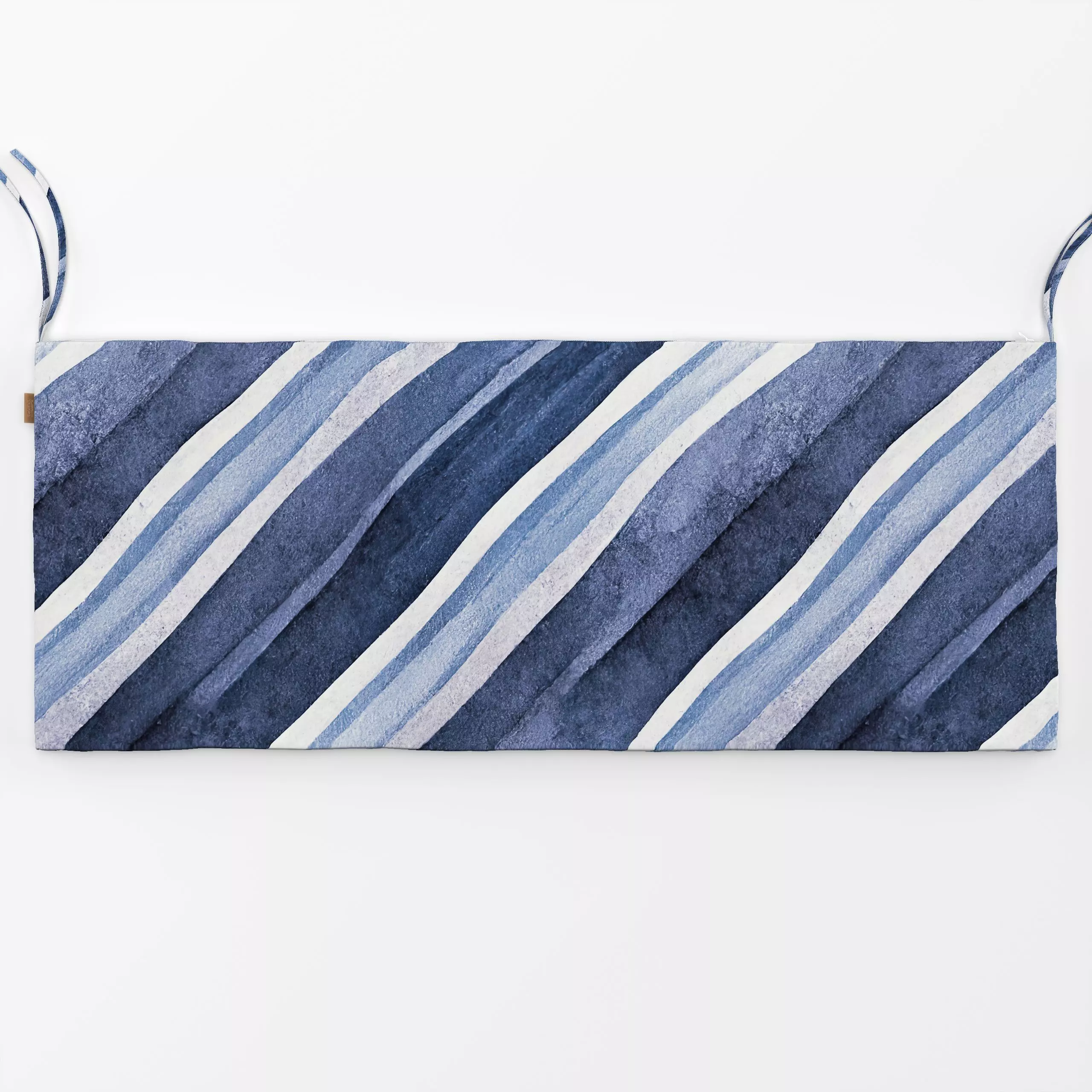 Bankauflage Diagonal Blau - Symbole & Muster - von „Andrea Haase"; Wasserfarben, Streifen, blau, indigo, klassisch, diagonal...