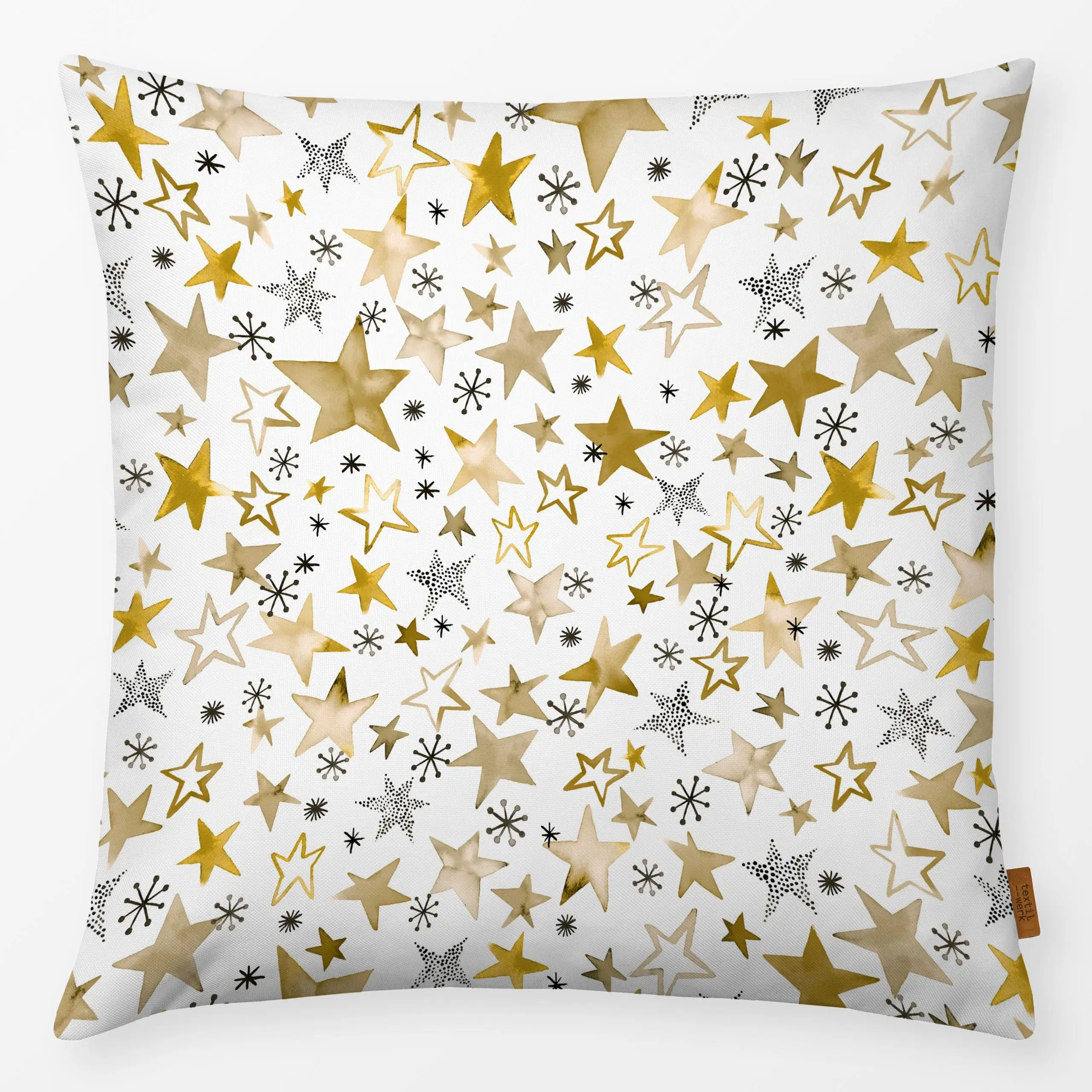 Kissen Winter Weihnachten Sterne Gold - Weihnachten, Symbole & Muster, Astronomie & Weltraum - von „Ninola Design "; Muster,...