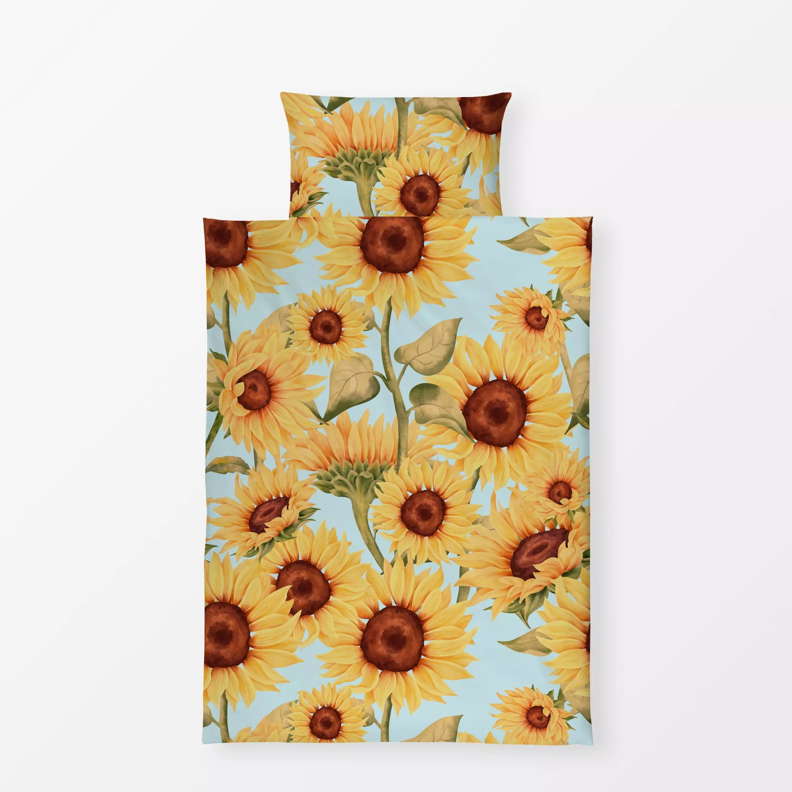 Bettwäsche Cottage Summer Sunflower Blue - Blumen & Florales, Symbole & Muster - von „Monika Strigel"; Blaugrau, sonnenblume...
