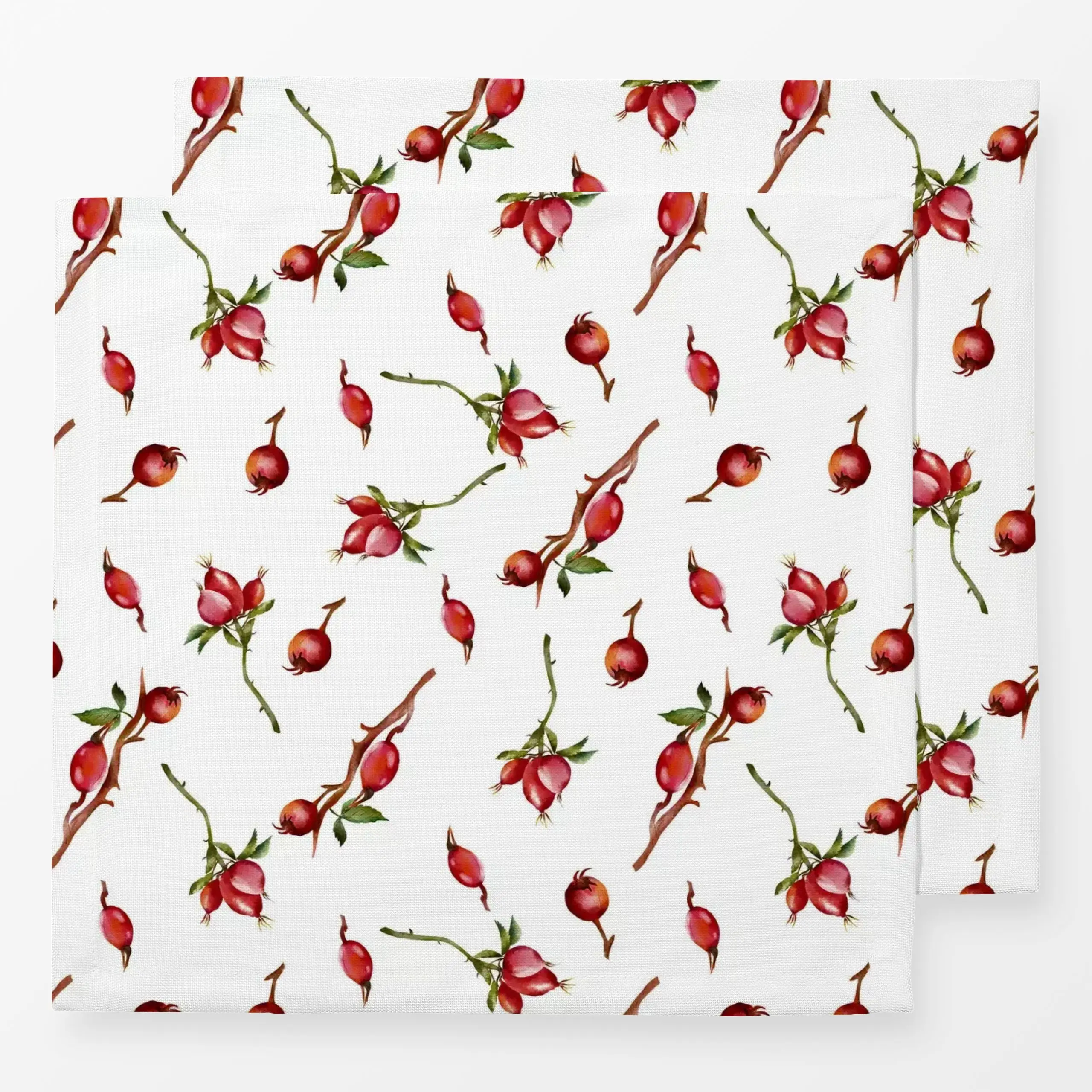 Servietten Hagebutten - Früchte - von „Uta Naumann"; boho, Muster, Wasserfarben, Beeren, Hygge, Herbst, Herbstdeko, hagebutt...