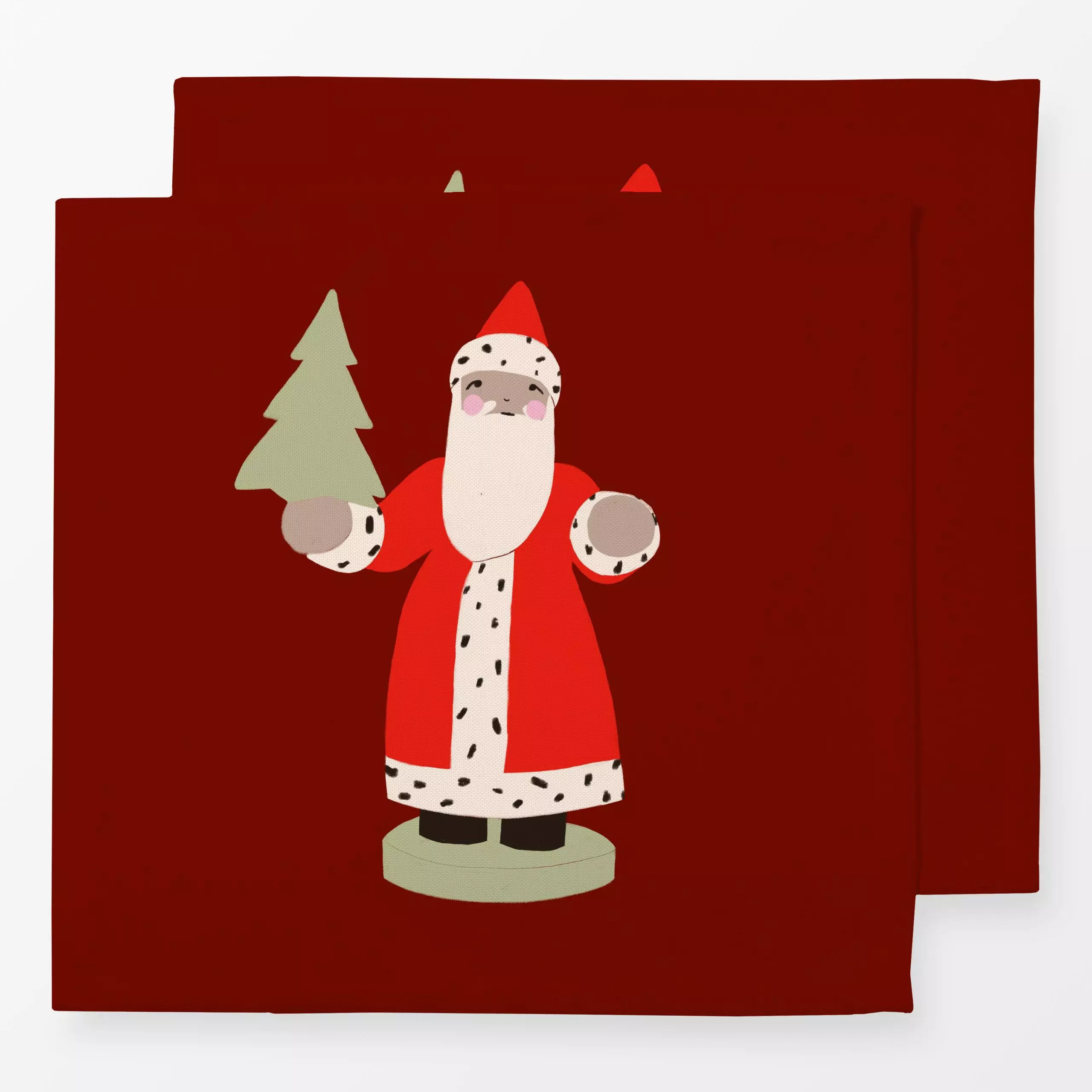 Servietten Weihnachtsmann Holzfigur Rot - Weihnachten - von „Sophie Augustin Illustration"; Tannenbaum, Weihnachtsmann, Weih...