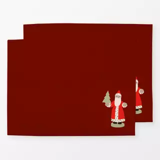 Tischset Weihnachtsmann Holzfigur Rot