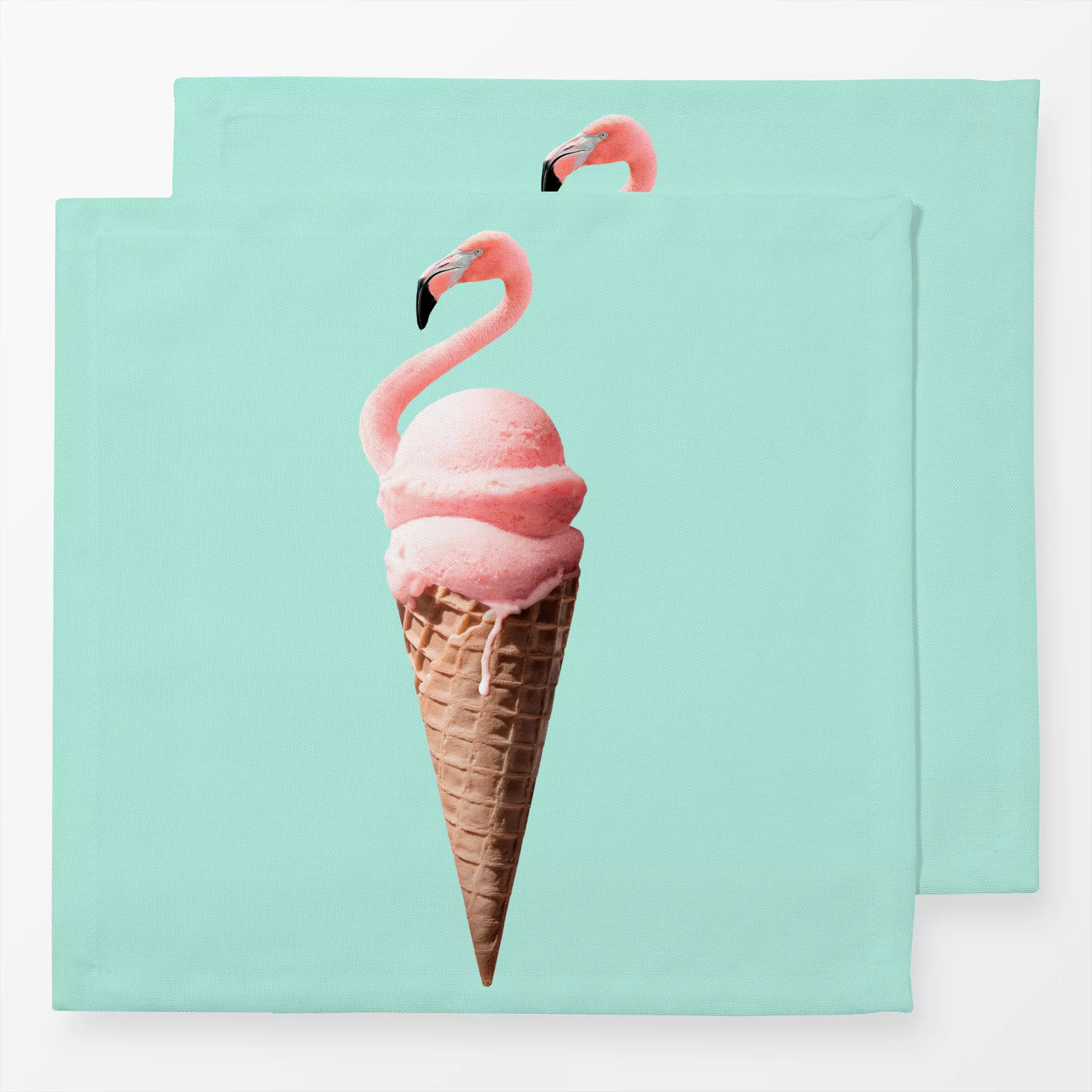 Servietten Flamingo Cone - Sommer, Tiere, Küche, Essen & Trinken - von „Jonas Loose“; Kinder, Eis, Süßigkeiten, Vogel, Flami...