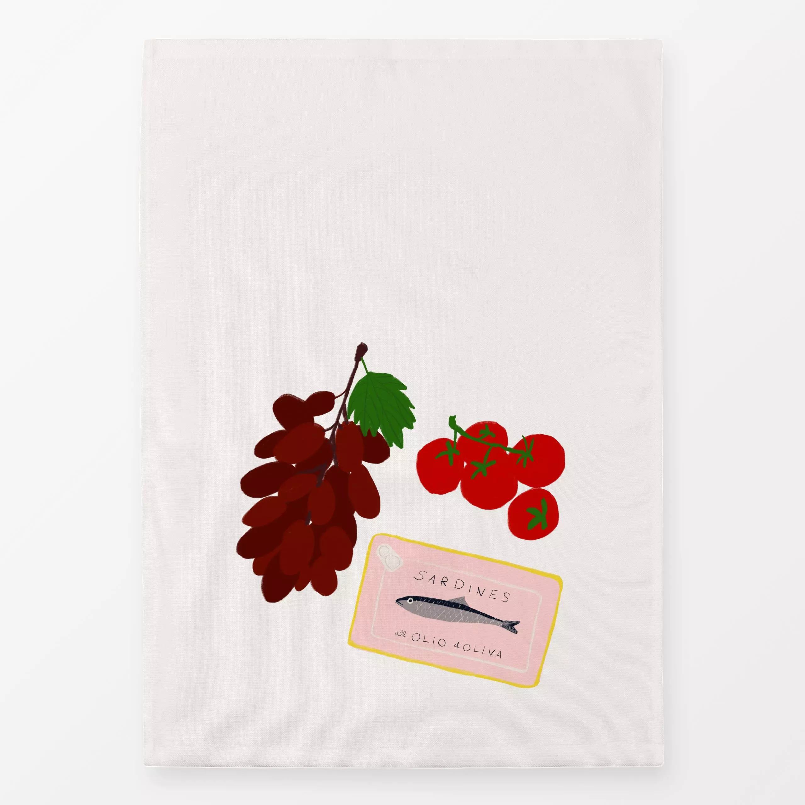 Geschirrtücher Sardinen Arrangement - Küche, Essen & Trinken - von „Sophie Augustin Illustration"; Tomaten, Italien, Esszimm...