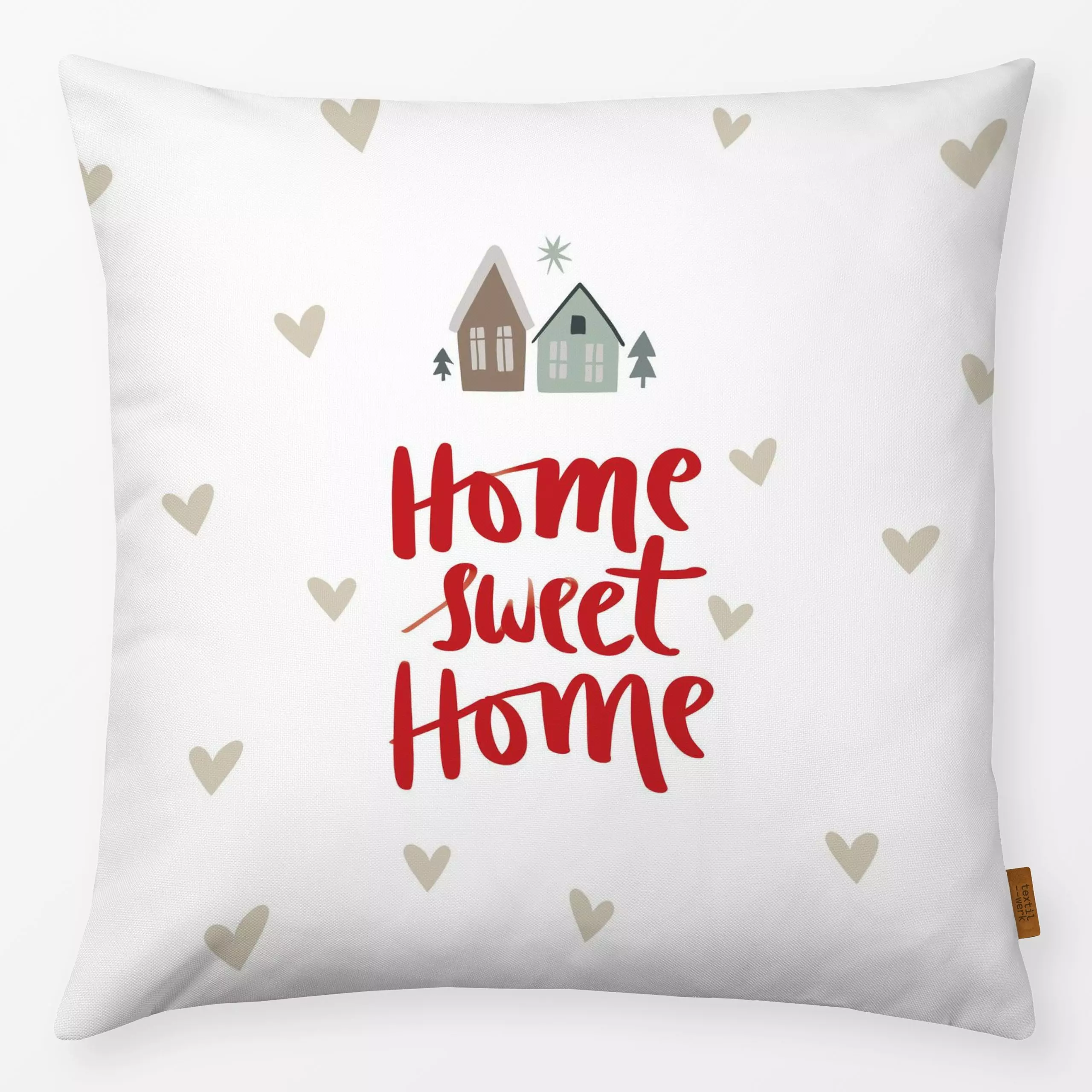 Kissen Home sweet Home - Haus + Herz - Sprüche & Schriftzüge, Weihnachten - von „Heyduda"; Home, Merry Christmas, Weihnachte...
