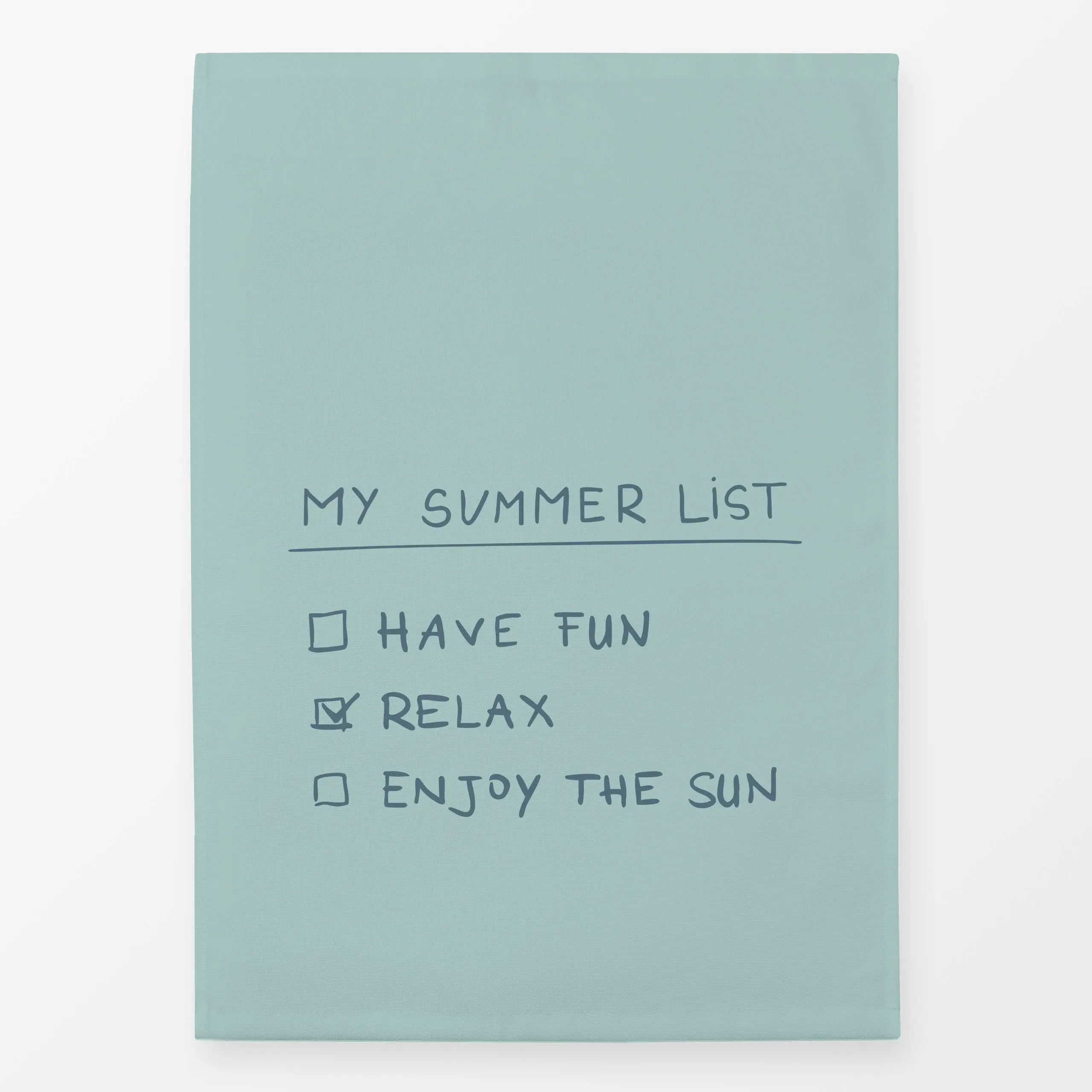 Geschirrtücher Sommer Bucket List icy blau - Sommer, Sprüche & Schriftzüge - von „Katrin Graff"; Lettering, Entspannung, war...