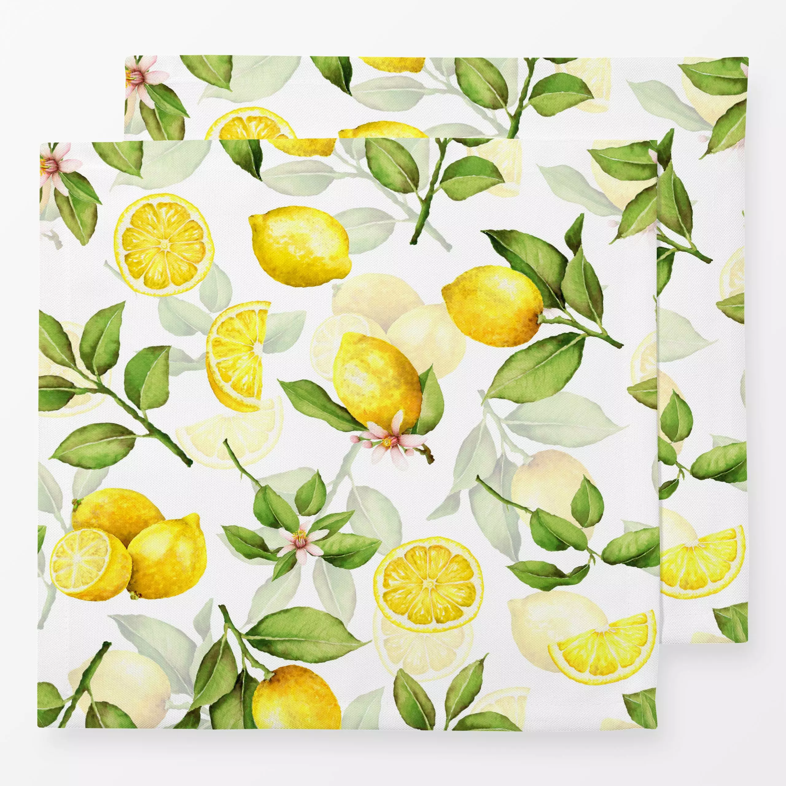 Servietten Zitronen Limonade 2 - Sommer, Retro & Vintage - von „Uta Naumann"; Frucht, Obst, boho, Wasserfarben, Zweig, Blätt...