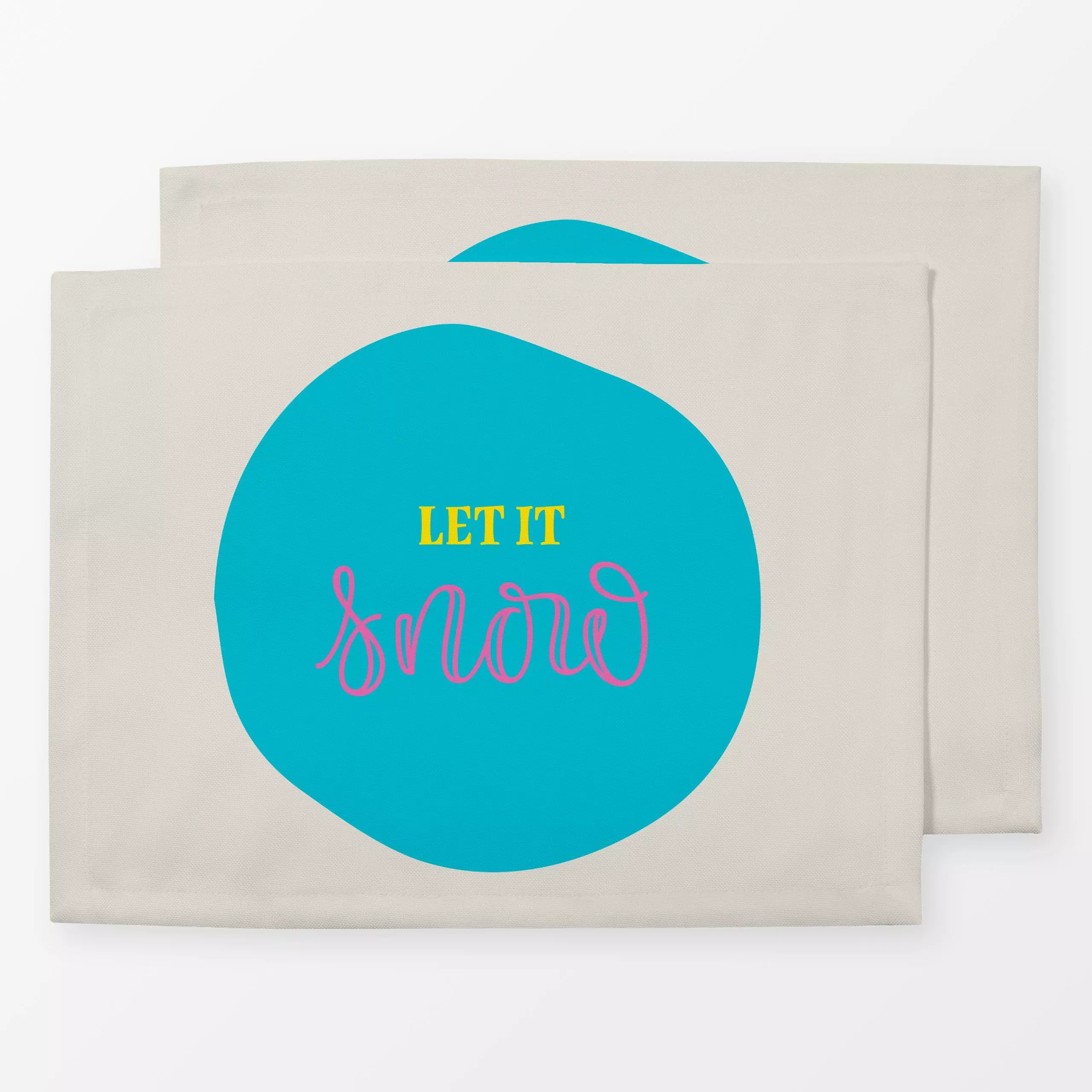Tischset let it snow - Sprüche & Schriftzüge, Winter - von „Carolin Vonhoff"; Kinder, modern, typografie, pink, punkt, bunt,...