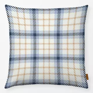 Kissen Kleines Herbstplaid blau