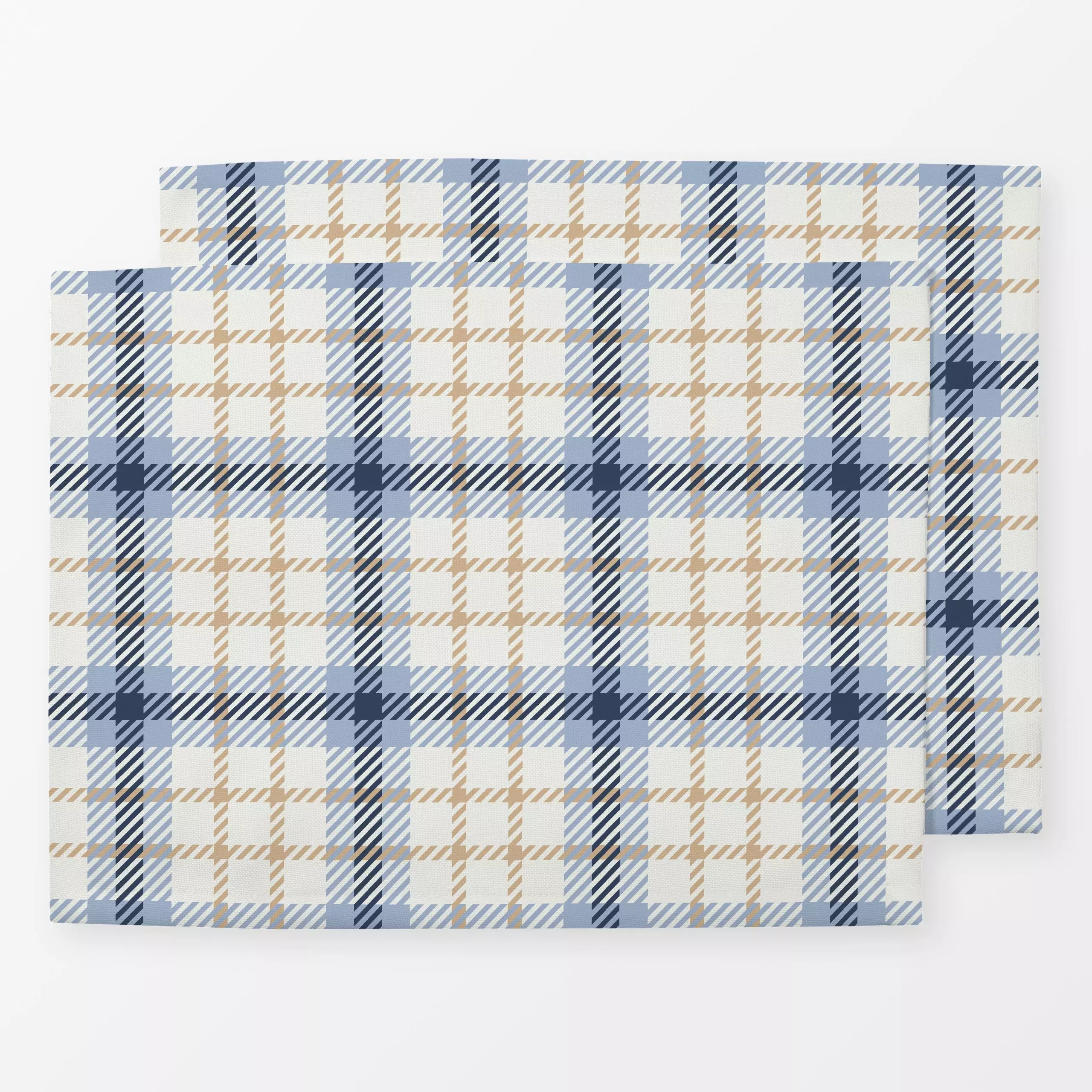 Tischset Kleines Herbstplaid blau - Herbst, Symbole & Muster - von „Katrin Graff"; blau, landhaus, Kornblumen, Herbstdeko, P...