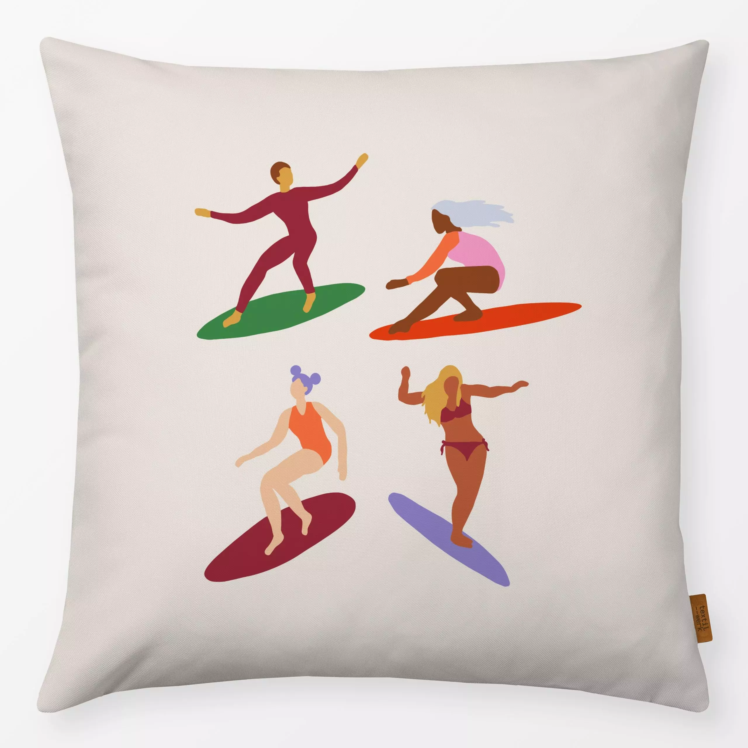 Kissen Surfen 1 - Sport - von „textilwerk"; Surfen, beige, Sport, geschenkidee, minimalistisch, schlicht, textilwerk, skandi...