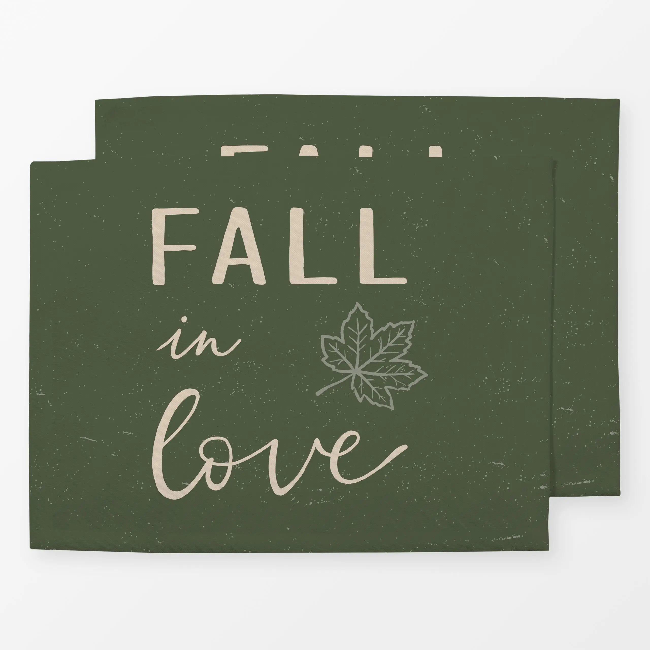 Tischset Fall in love dunkelgrün - Herbst, Sprüche & Schriftzüge - von „Katrin Graff"; Garten, Spruchkissen, Herbstdeko, her...