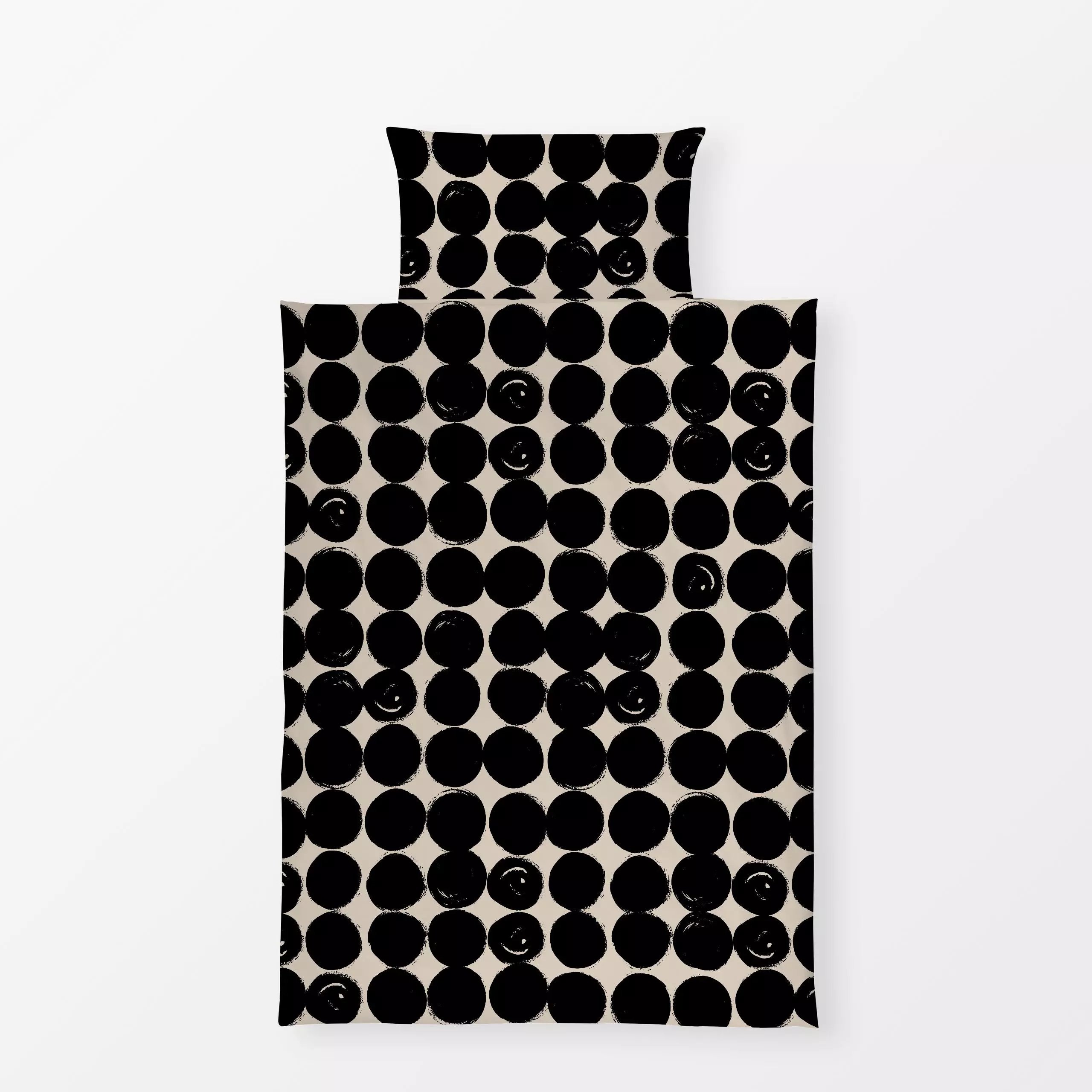 Bettwäsche Basic Pattern No 16 - Symbole & Muster - von „Kruth Design"; schwarz, Punkte, Streifen, skandinavisch, beige, Som...
