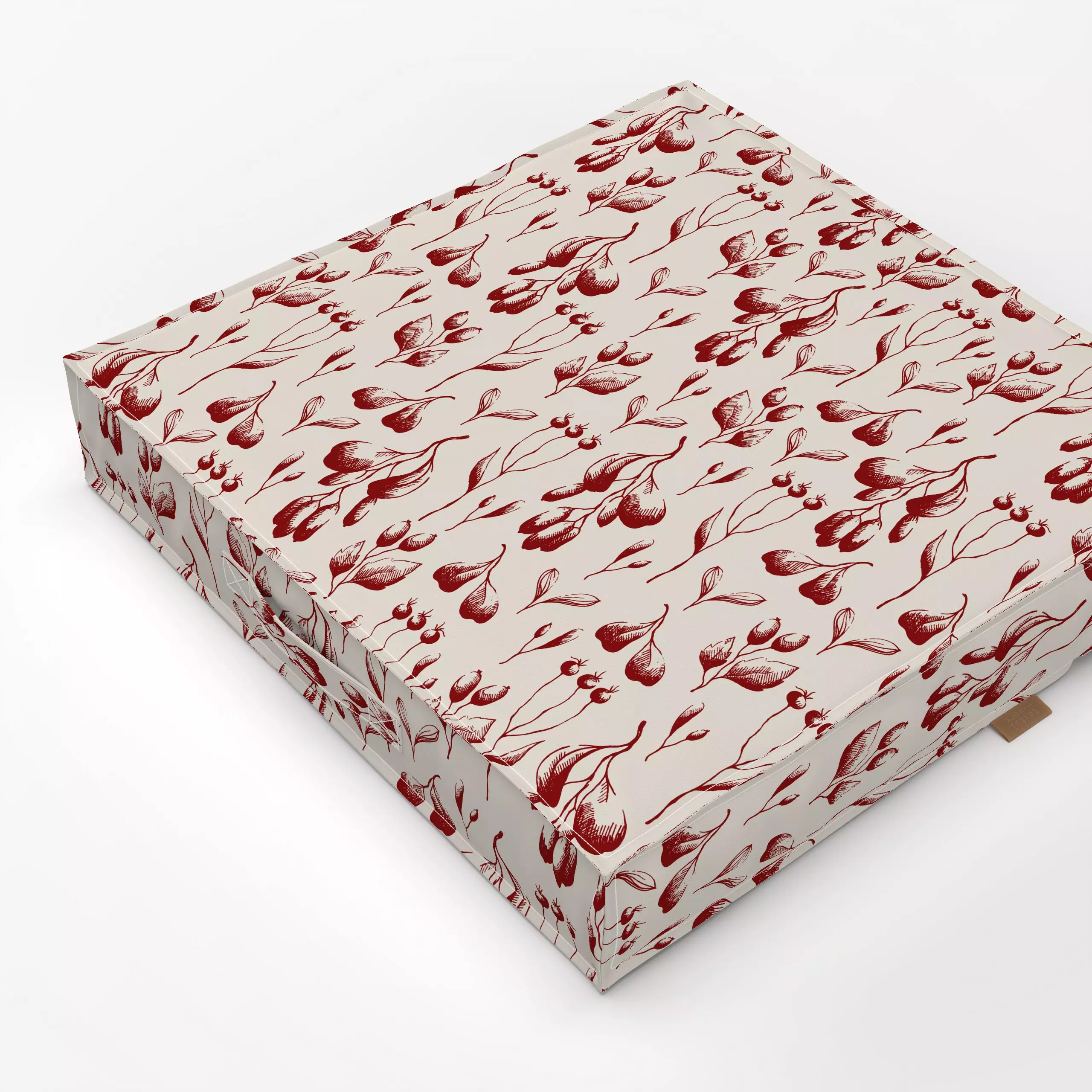 Bodenkissen Mistelzweige rot auf beige - Blumen & Florales, Weihnachten, Winter - von „Uta Naumann"; boho, Muster, Beeren, M...