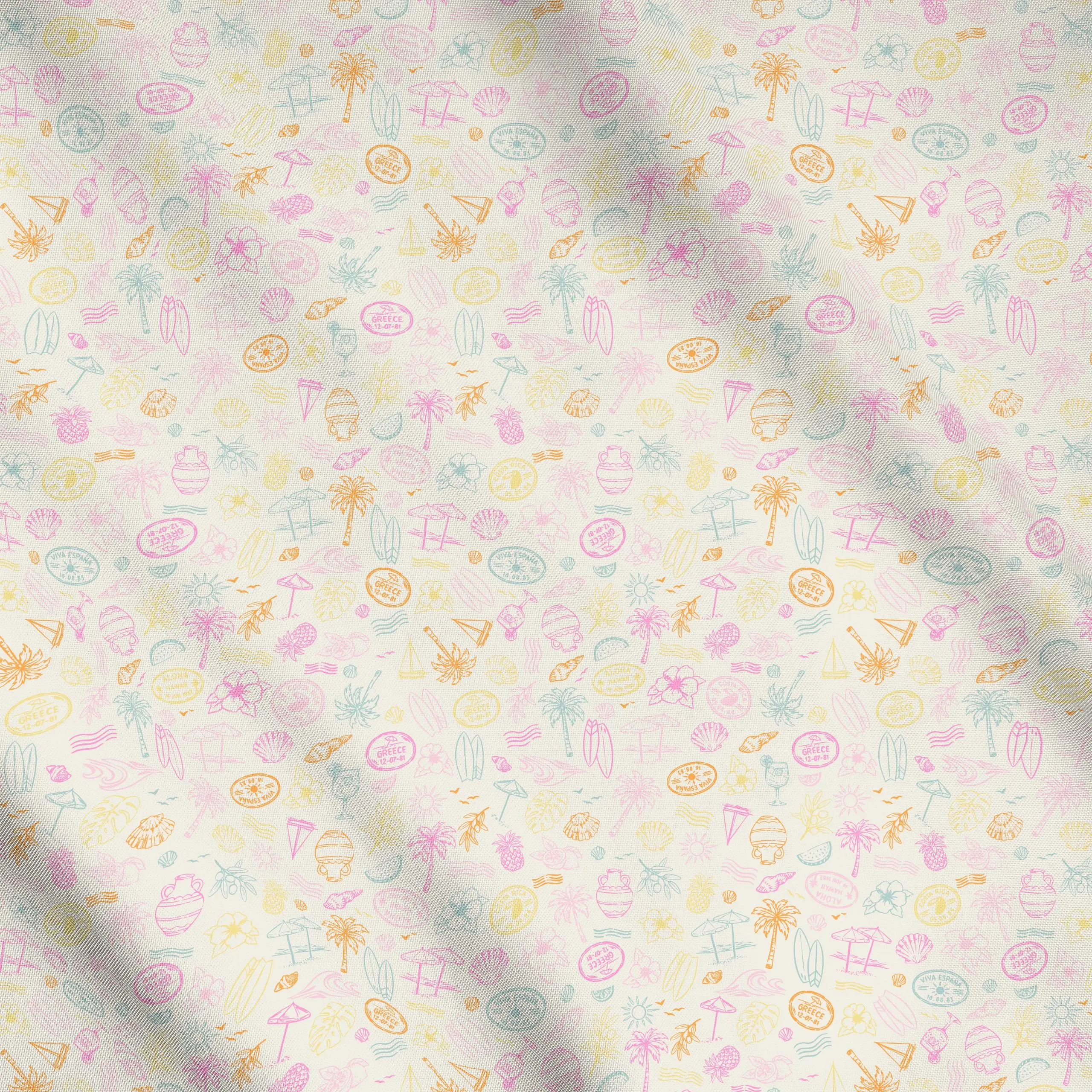 Meterware Sommer Reise Icons bunt, Sommer, von Katrin Graff