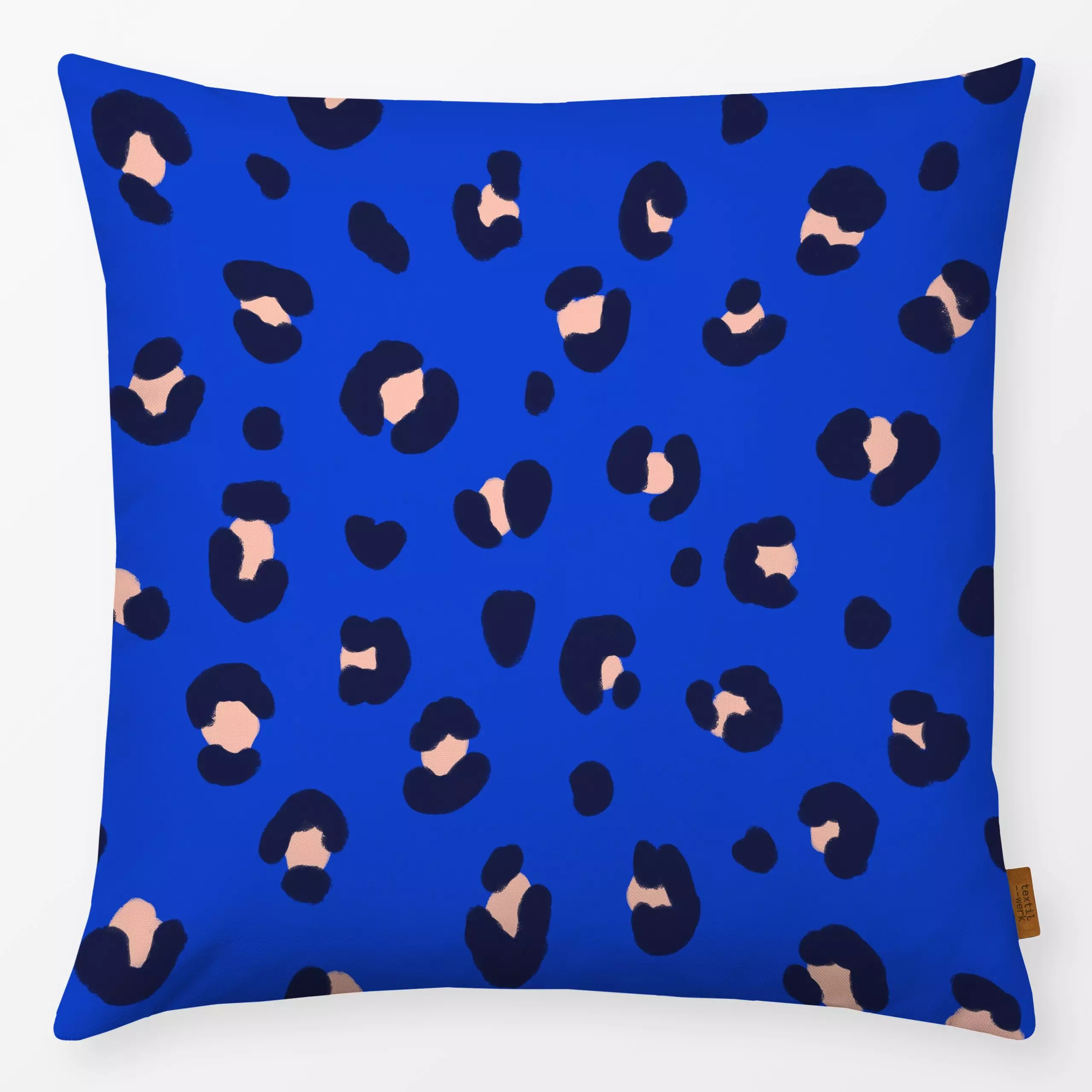 Kissen Leoparden Muster blau rosa - Tiere, Symbole & Muster, Anlässe - von „Maren Gross "; grafisch, Geschenk, Leo, Leopard,...