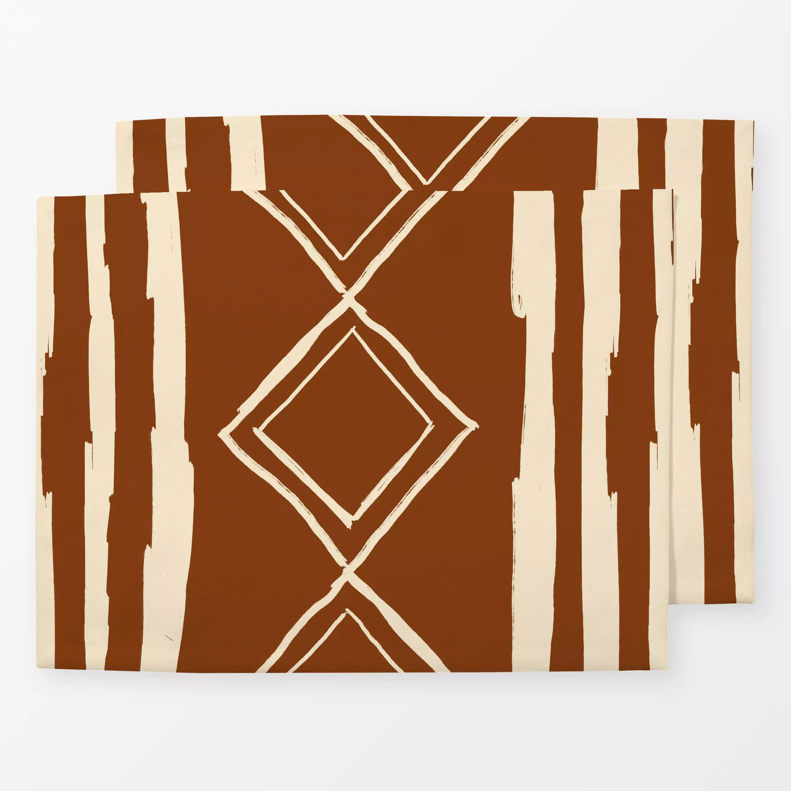 Tischset Boho Brown Triangle & Stripes, gemustert, Sommer, von KunstbyStephie