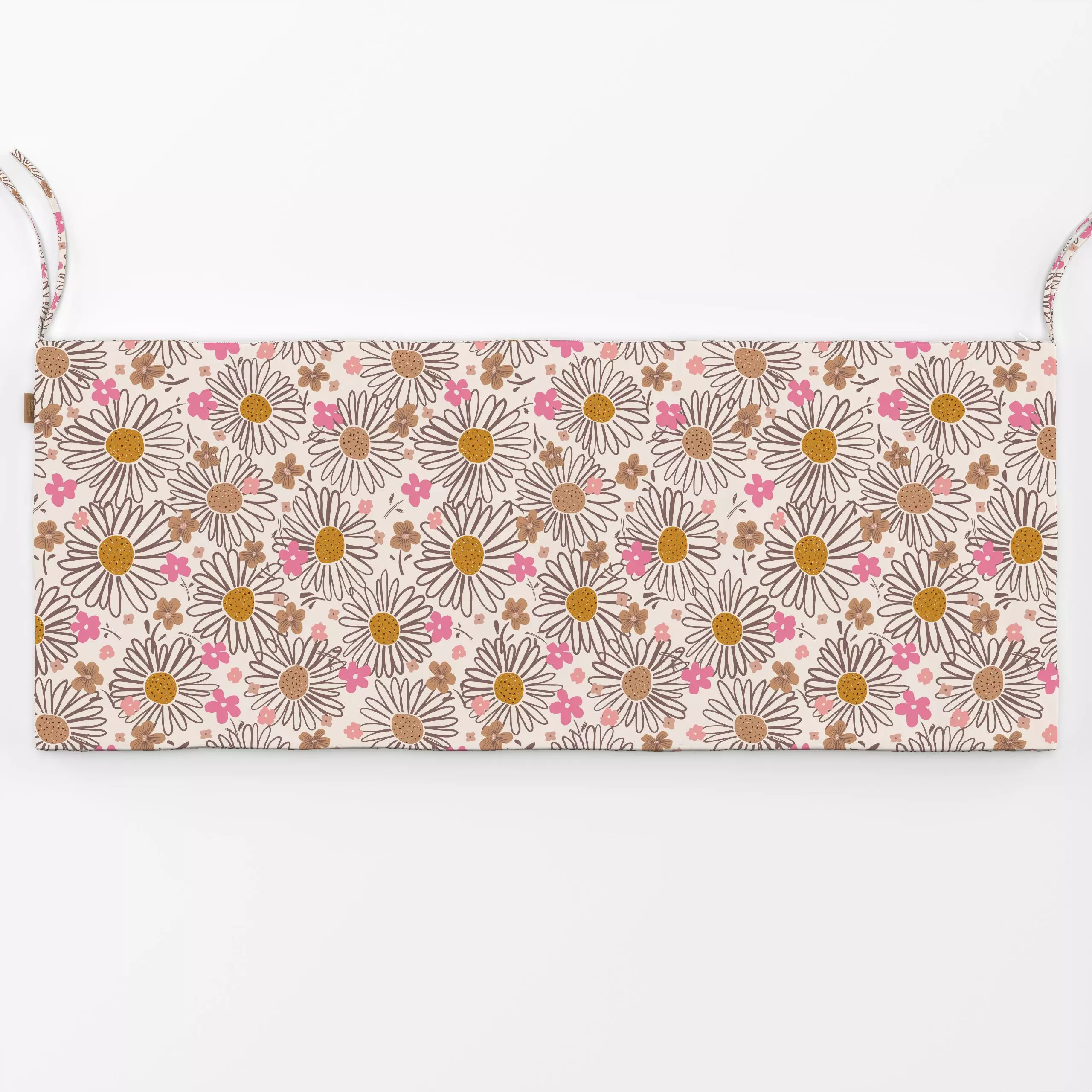 Bankauflage Daisy Meadow beige yellow - Blumen & Florales, Symbole & Muster - von „Kathrin Woo"; Sommerblumen, Hygge, Sommer...